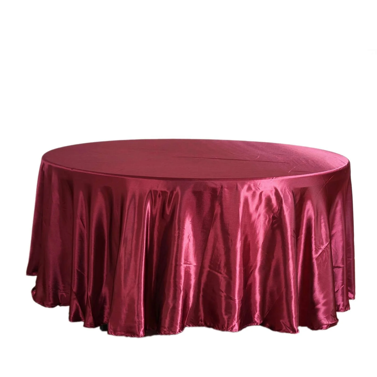 Satin Round Tablecloth 108" Burgundy - Smooth & Durable Table Cover - Image 6