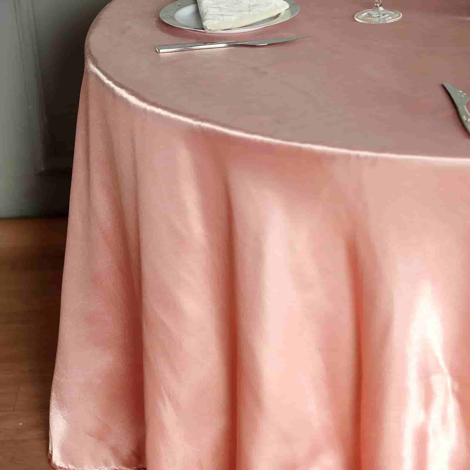 Satin Round Tablecloth 108" Dusty Rose - Smooth & Durable Table Cover - Image 3