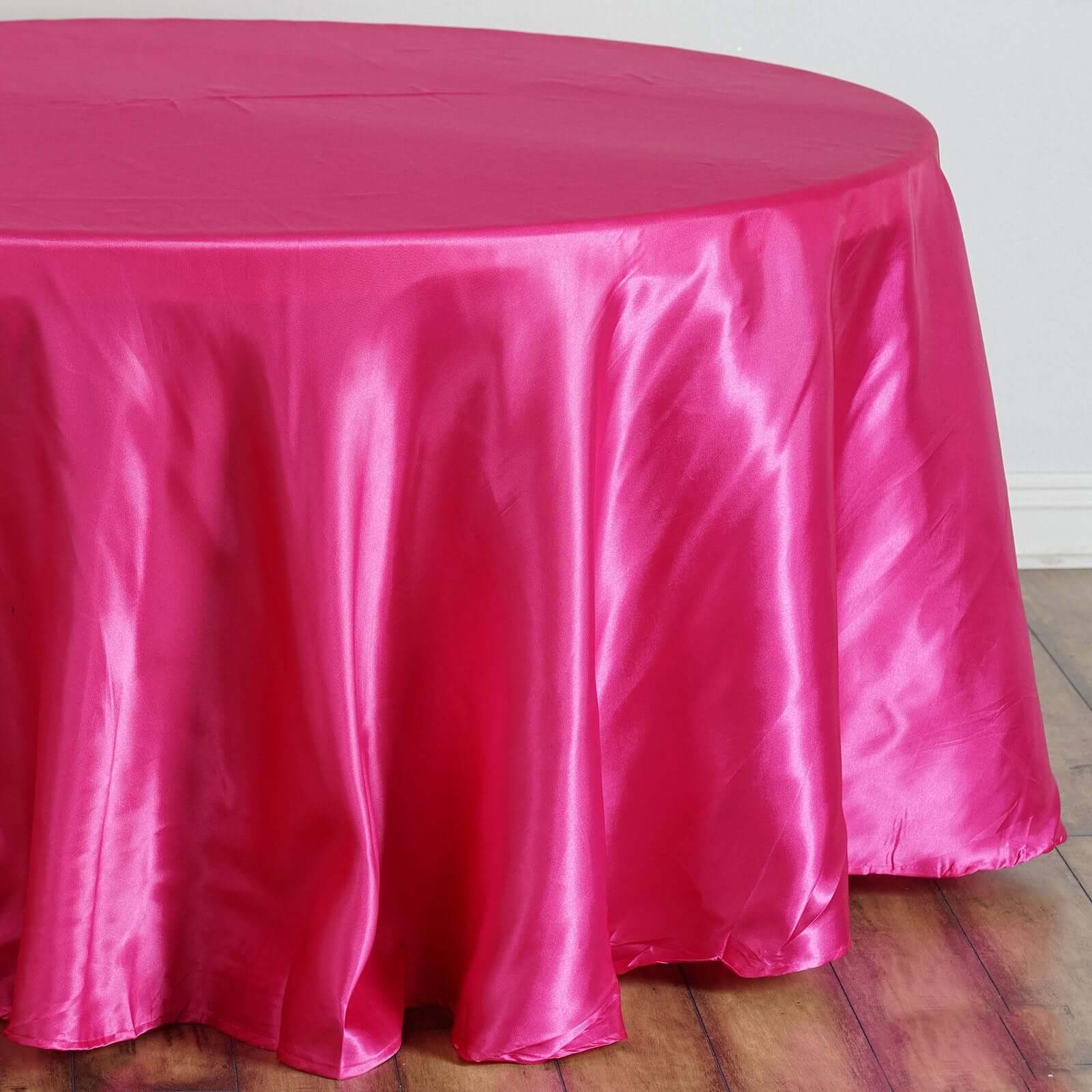Satin Round Tablecloth 108" Fuchsia - Smooth & Durable Table Cover
