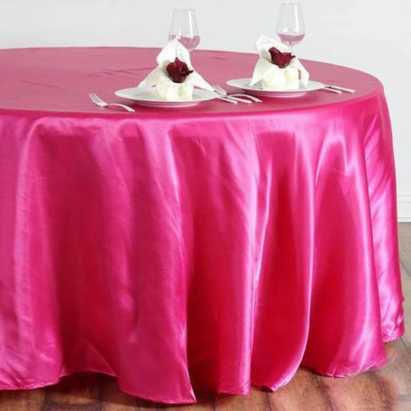 Satin Round Tablecloth 108" Fuchsia - Smooth & Durable Table Cover - Image 2