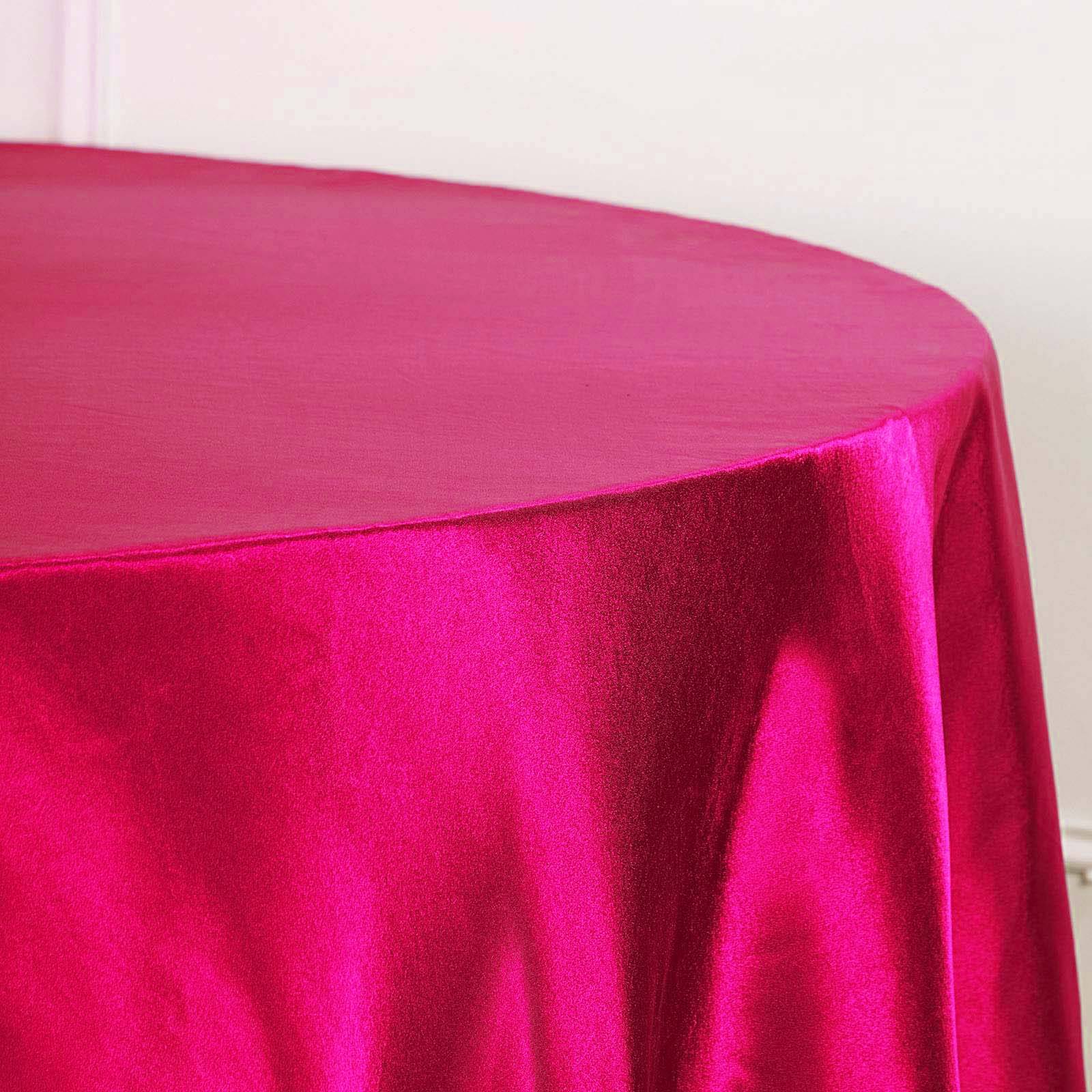 Satin Round Tablecloth 108" Fuchsia - Smooth & Durable Table Cover - Image 3