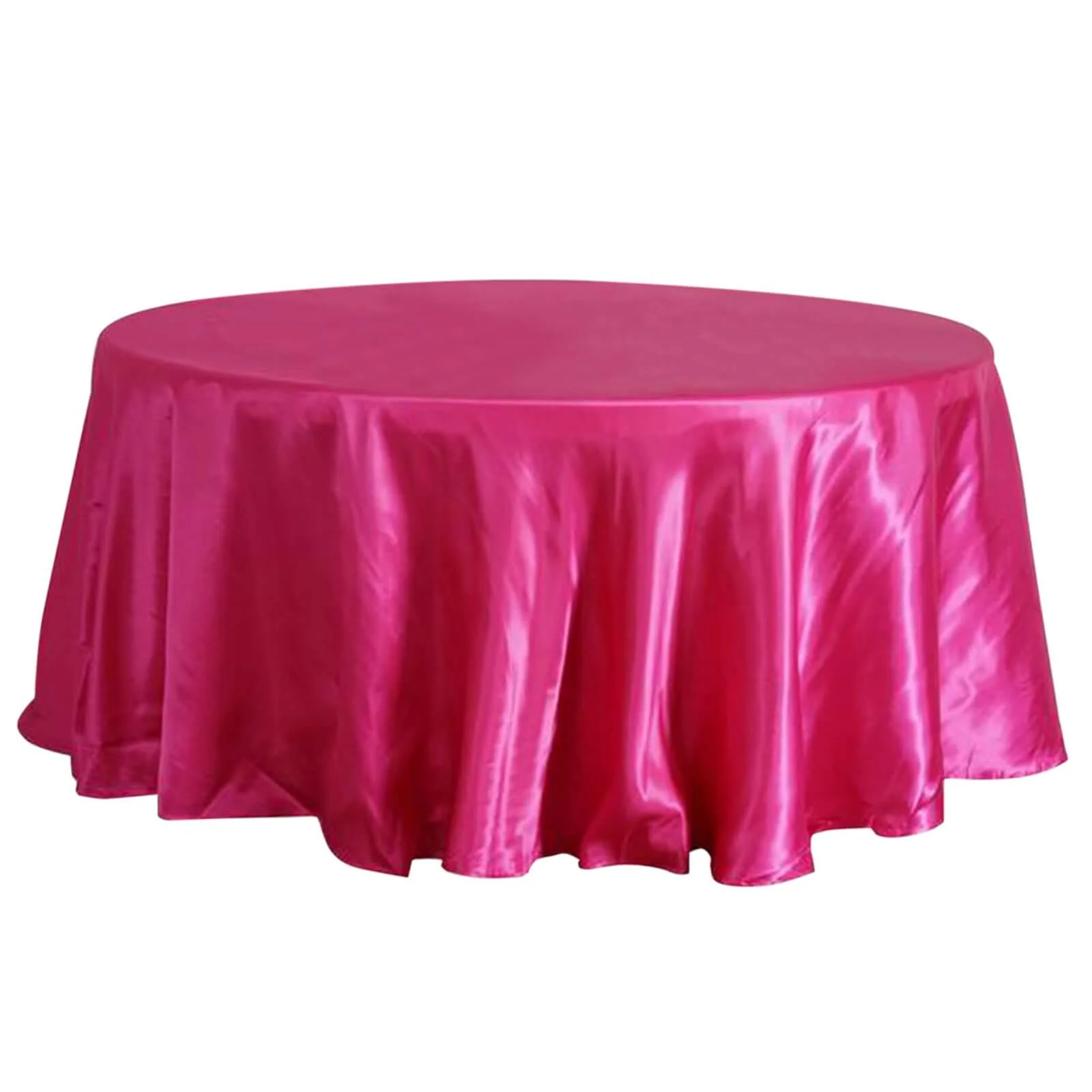 Satin Round Tablecloth 108" Fuchsia - Smooth & Durable Table Cover - Image 6