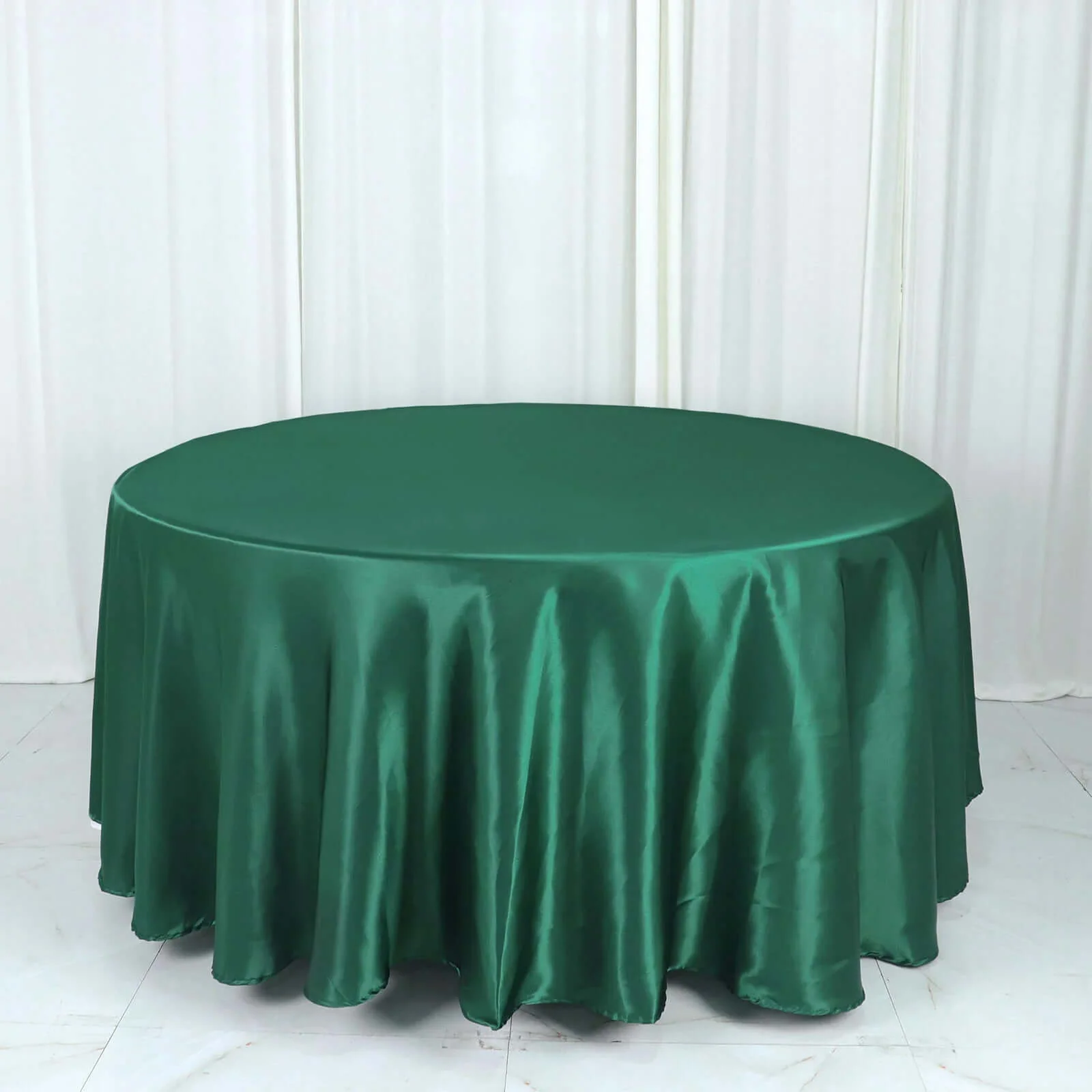 Satin Round Tablecloth 108" Hunter Emerald Green - Smooth & Durable Table Cover