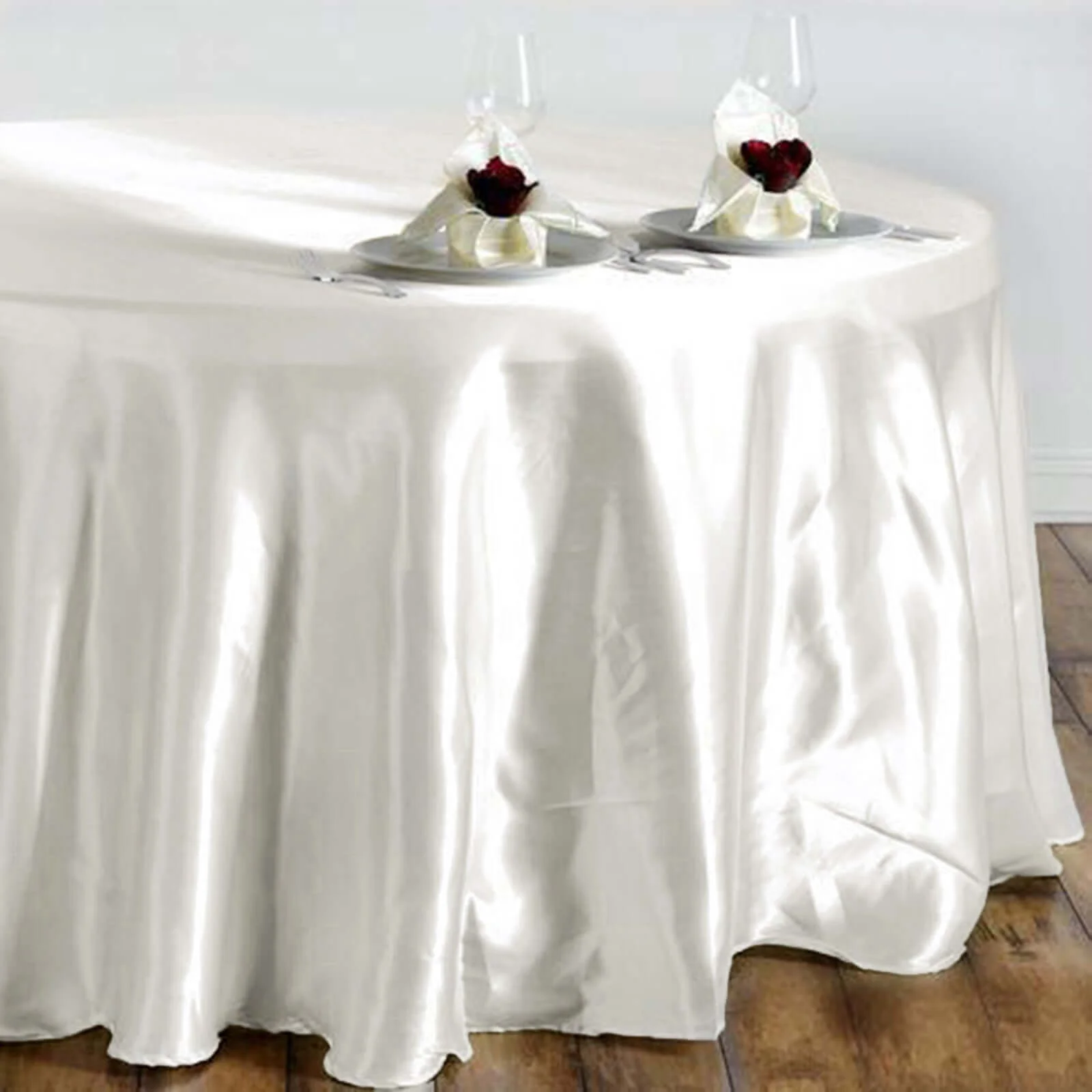Satin Round Tablecloth 108" Ivory - Smooth & Durable Table Cover - Image 7