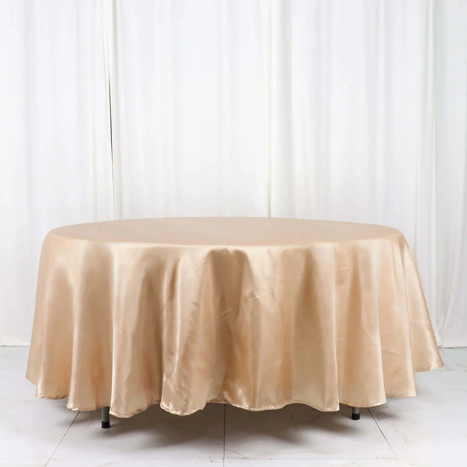 Satin Round Tablecloth 108" Nude - Smooth & Durable Table Cover