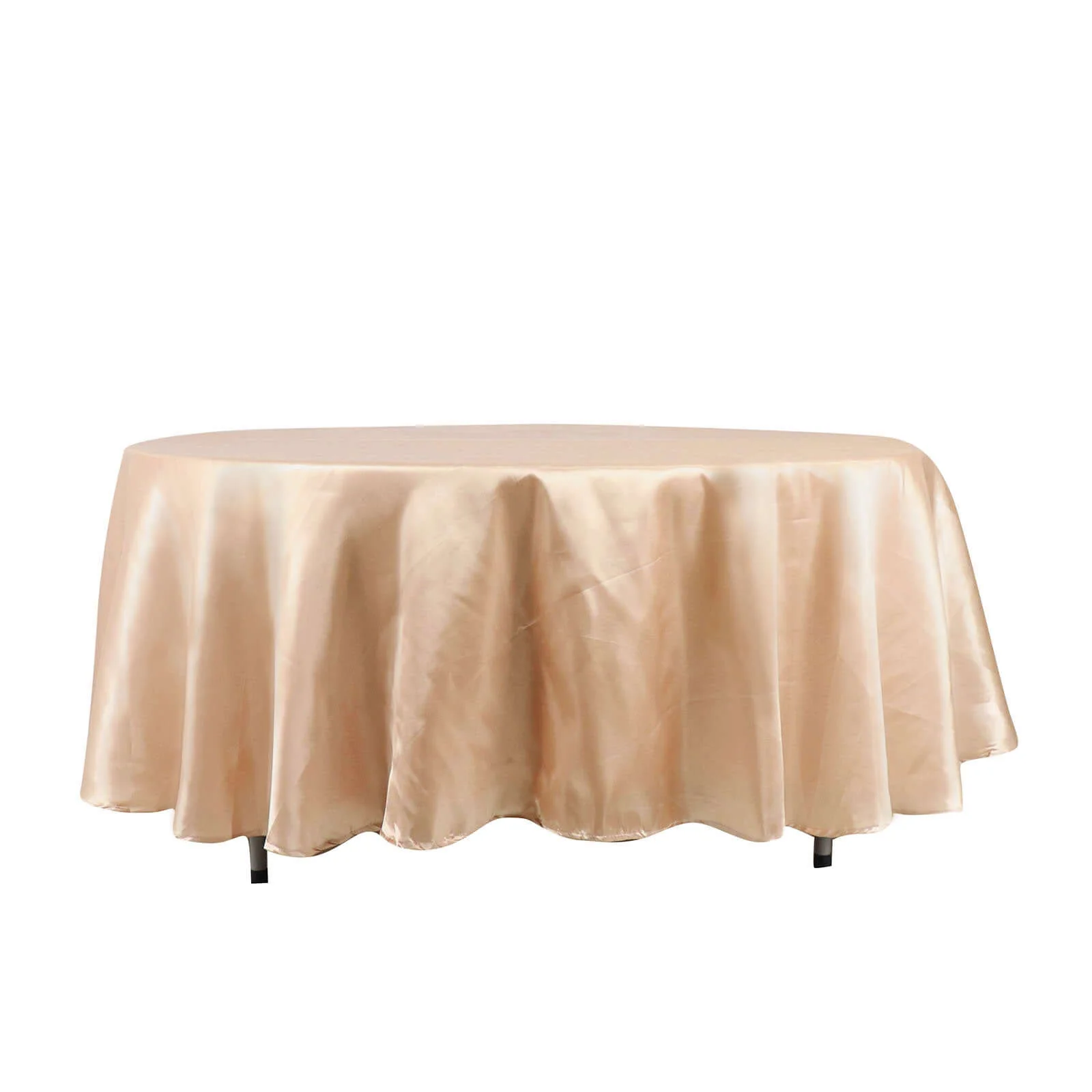 Satin Round Tablecloth 108" Nude - Smooth & Durable Table Cover - Image 6