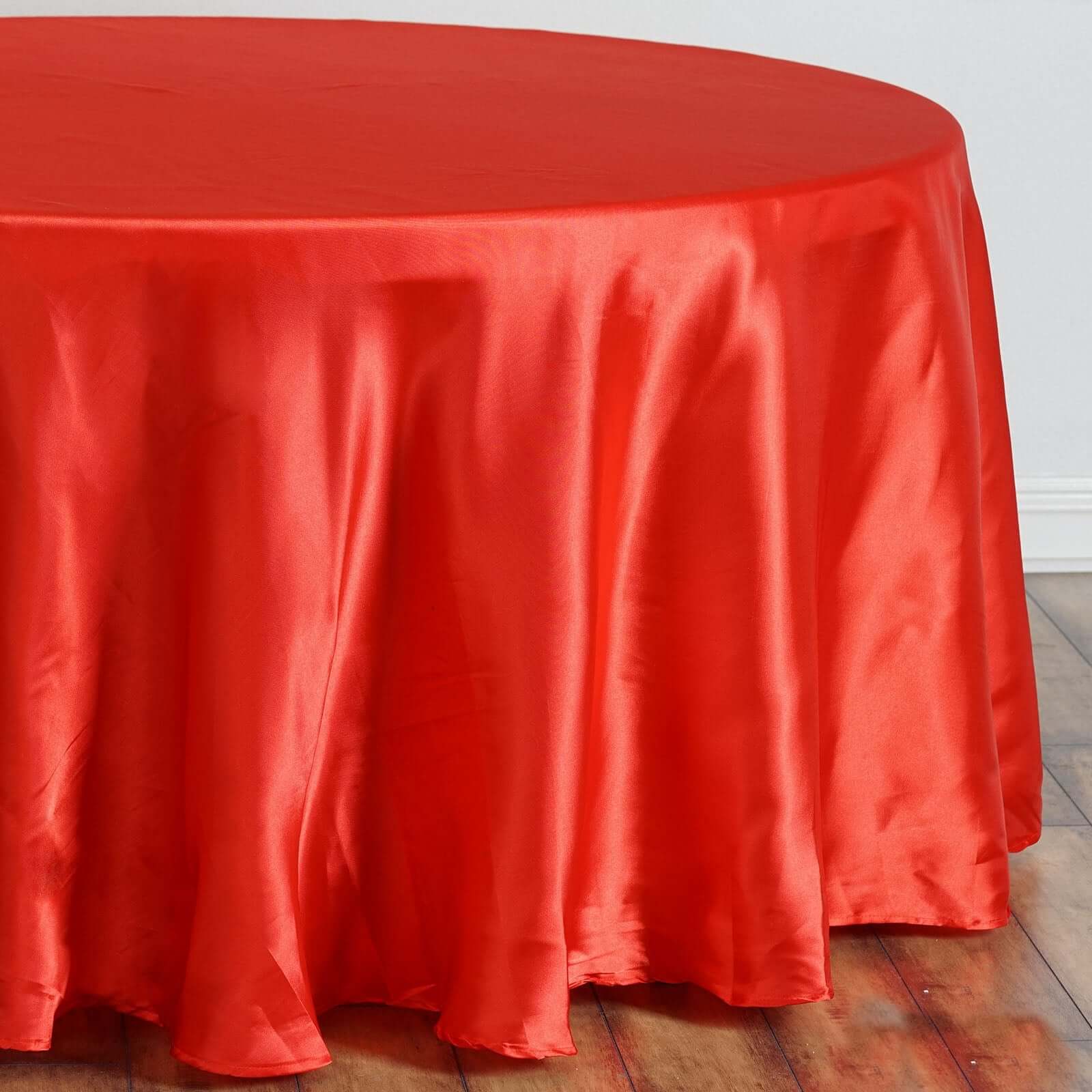 Satin Round Tablecloth 108" Red - Smooth & Durable Table Cover