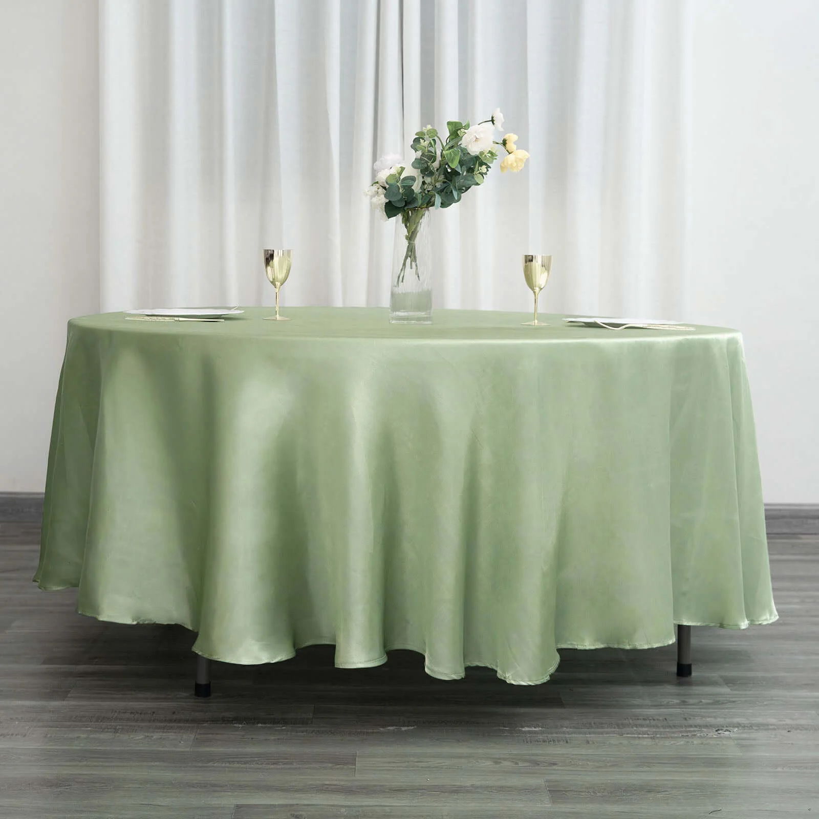 Satin Round Tablecloth 108" Sage Green - Smooth & Durable Table Cover - Image 3