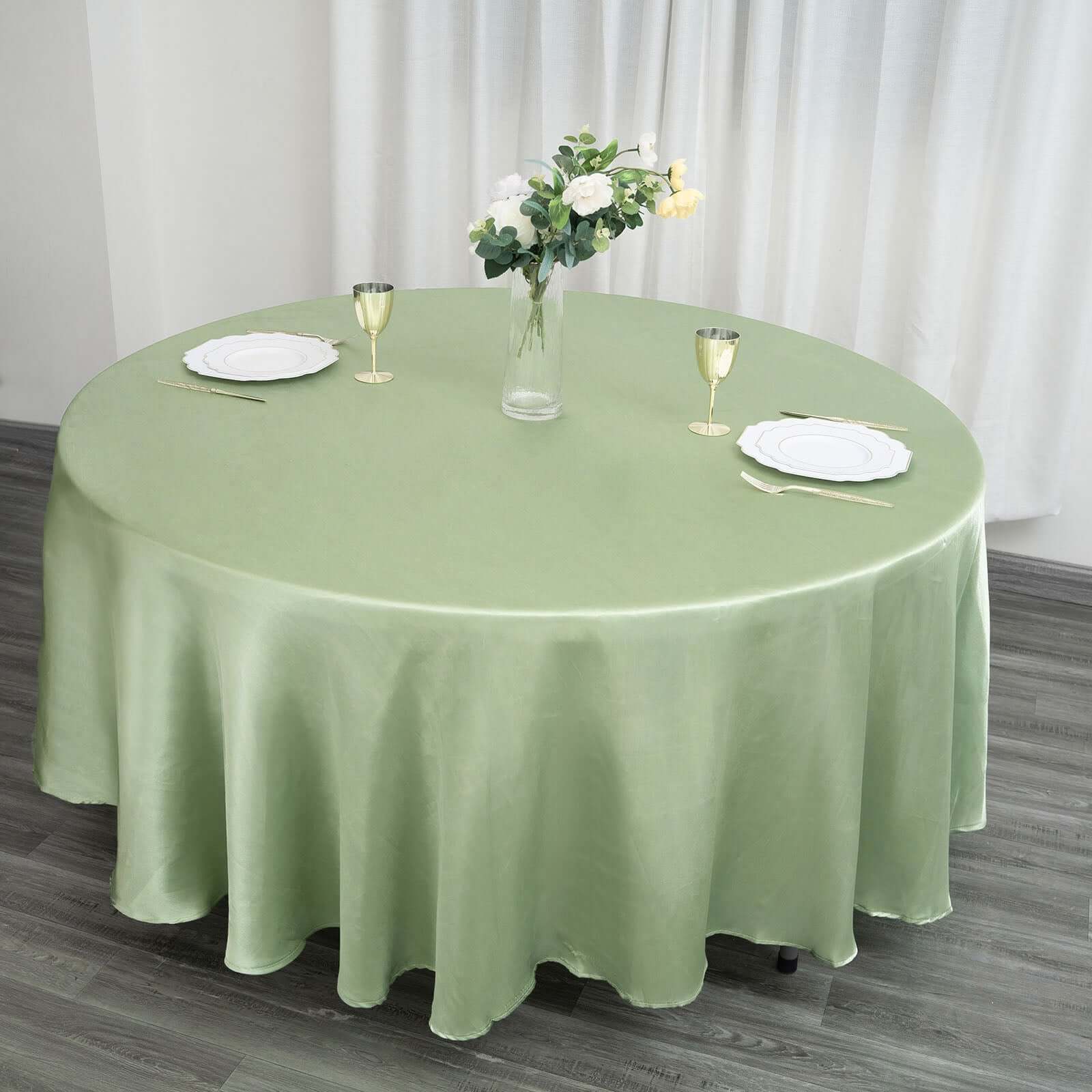 Satin Round Tablecloth 108" Sage Green - Smooth & Durable Table Cover - Image 7