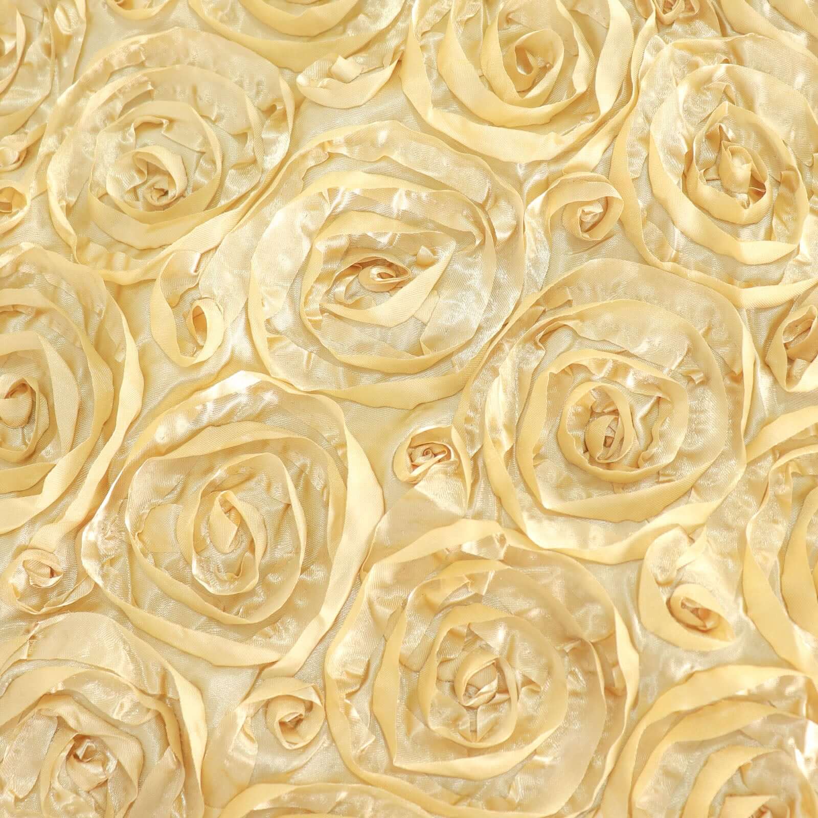 Satin Round Tablecloth 120" Champagne - Grandiose 3D Rosette Table Cover - Image 8