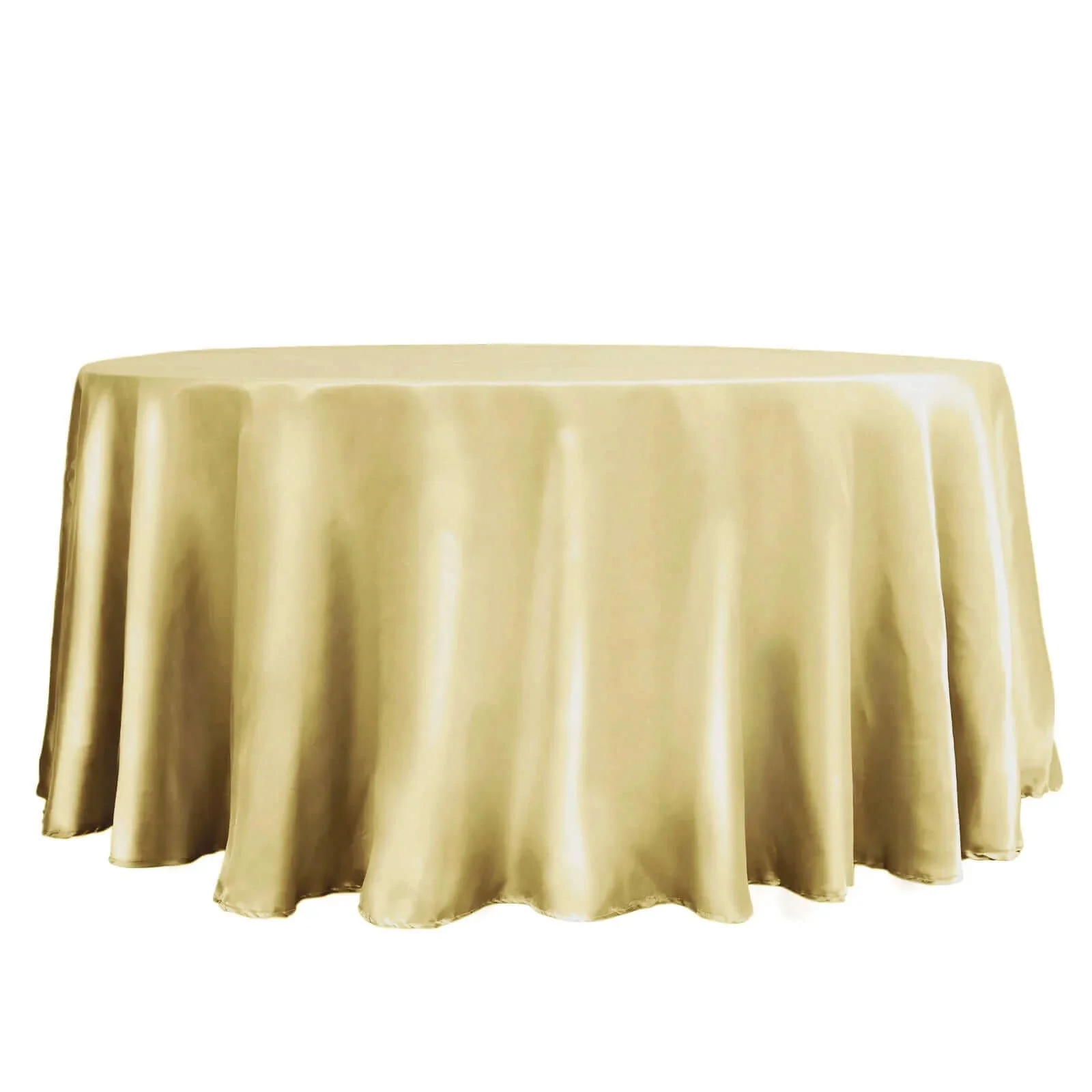 Satin Round Tablecloth 120" Champagne - Seamless Table Cover - Image 6