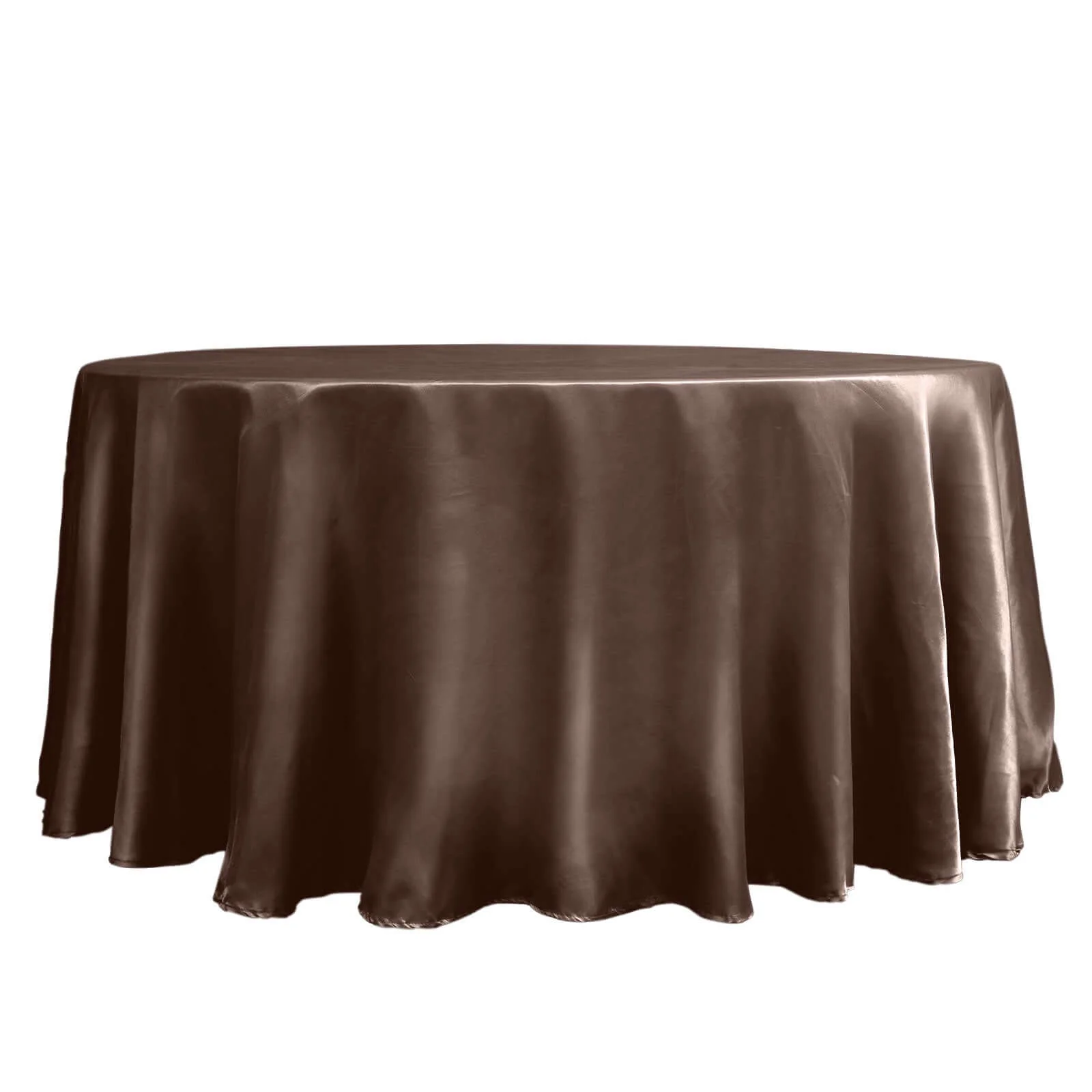 Satin Round Tablecloth 120" Chocolate - Seamless Table Cover - Image 6