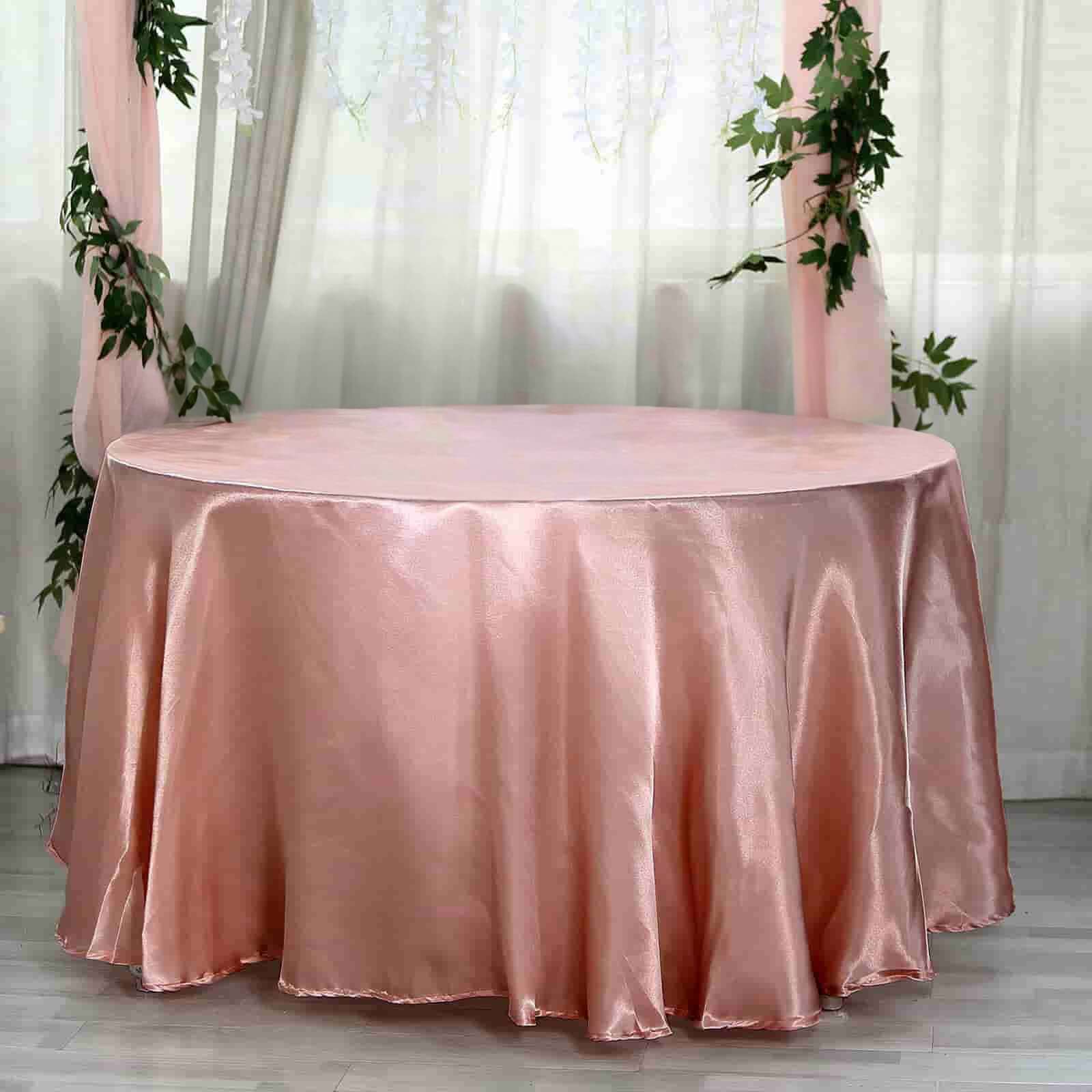 Satin Round Tablecloth 120" Dusty Rose - Seamless Table Cover