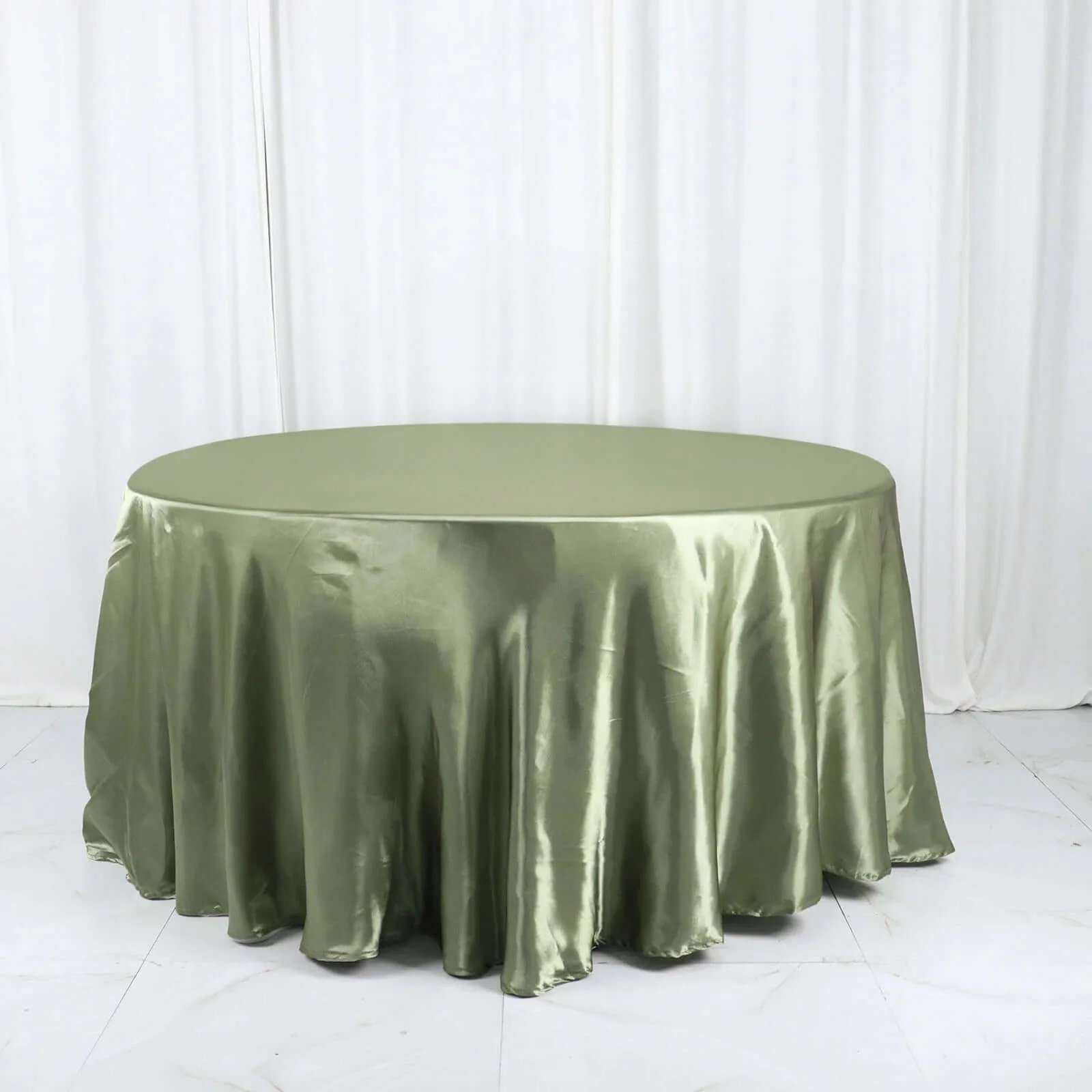 Satin Round Tablecloth 120" Dusty Sage Green - Seamless Table Cover
