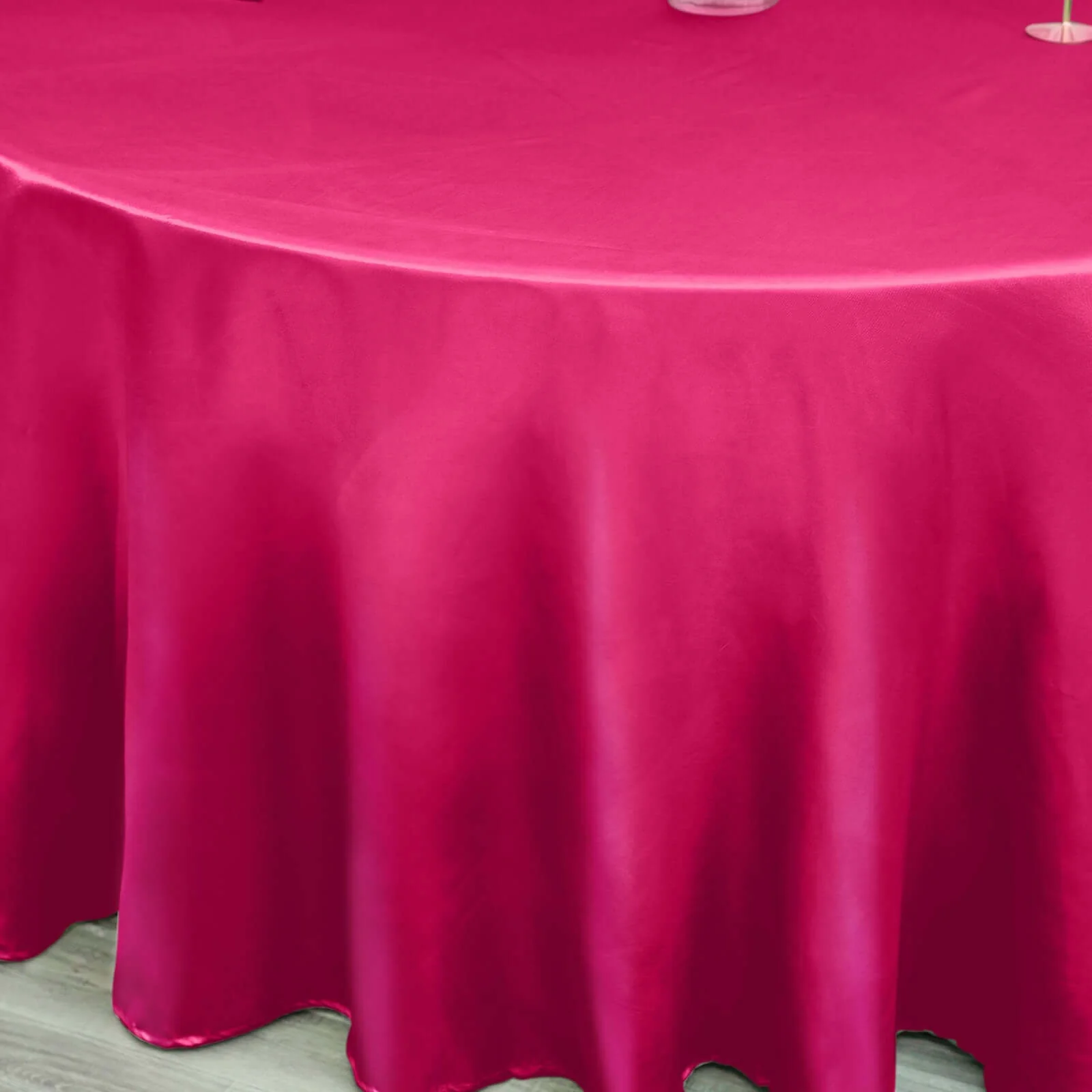 Satin Round Tablecloth 120" Fuchsia - Seamless Table Cover - Image 7