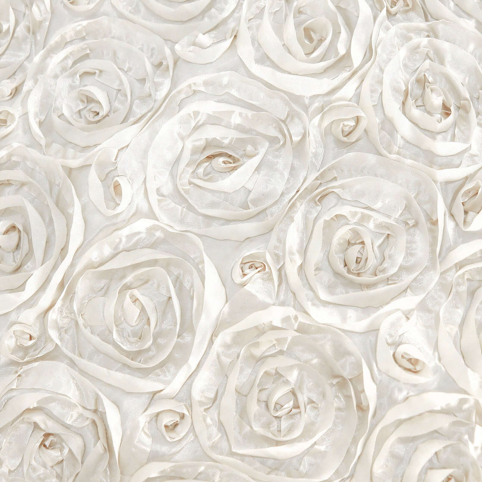 Satin Round Tablecloth 120" Ivory - Grandiose 3D Rosette Table Cover - Image 8