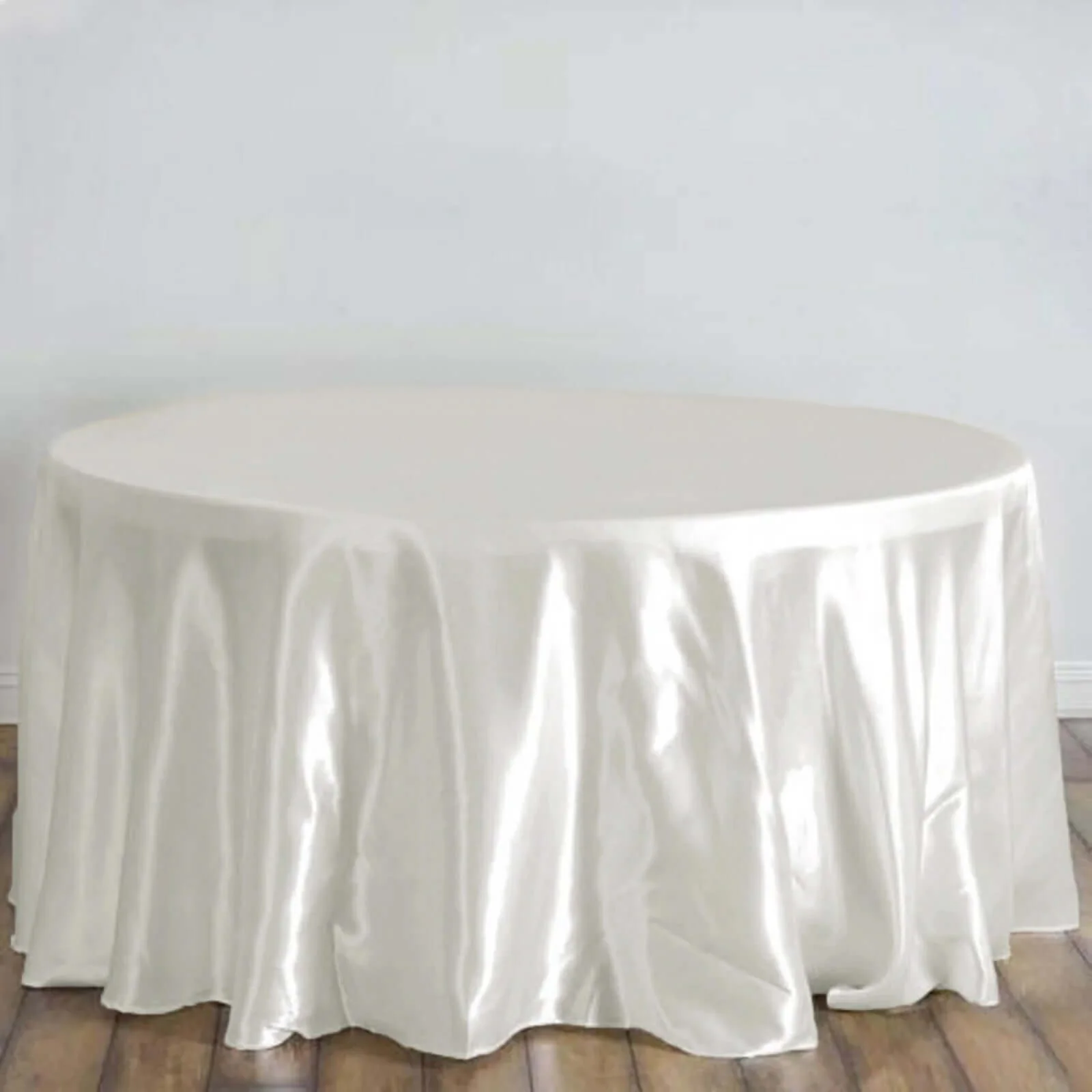 Satin Round Tablecloth 120" Ivory - Seamless Table Cover