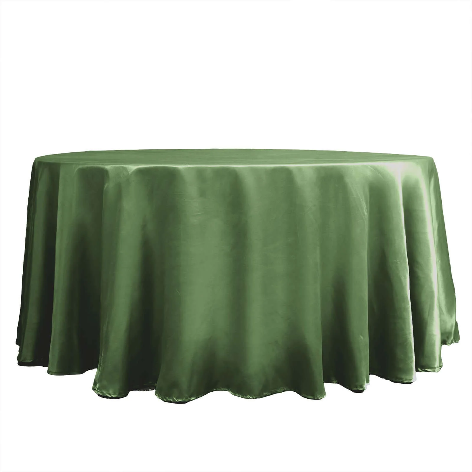 Satin Round Tablecloth 120" Olive Green - Seamless Table Cover - Image 6