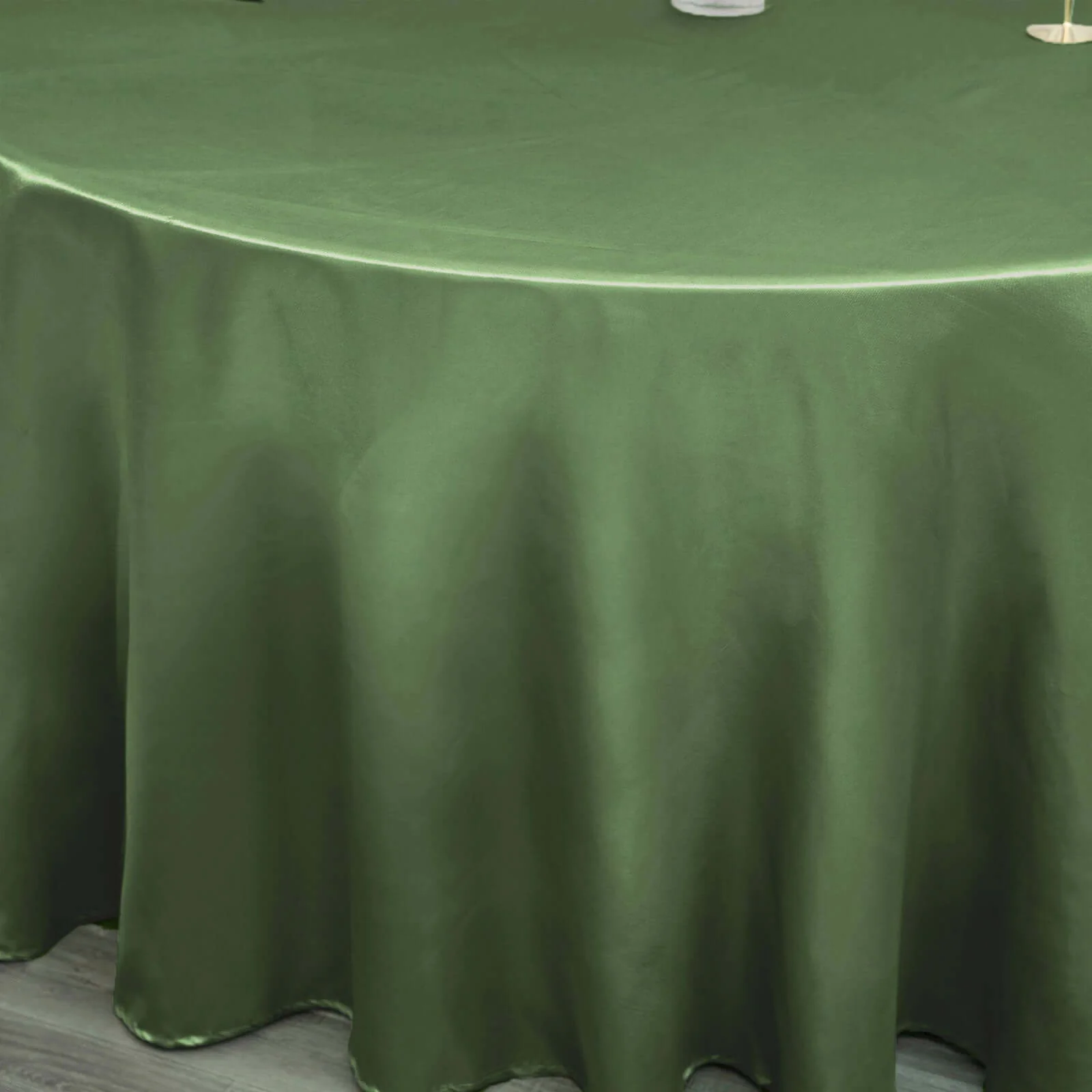 Satin Round Tablecloth 120" Olive Green - Seamless Table Cover - Image 7