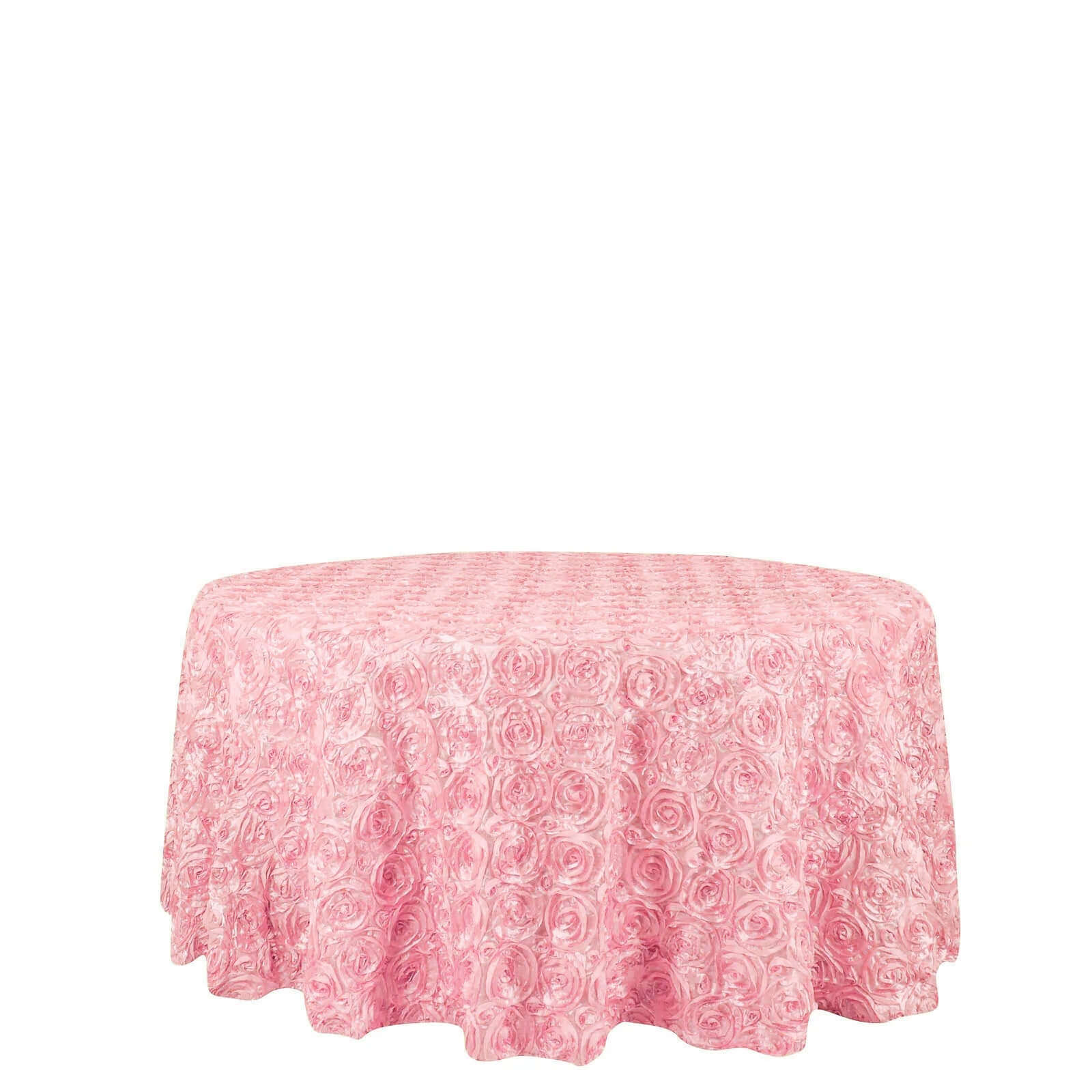 Satin Round Tablecloth 120" Pink - Grandiose 3D Rosette Table Cover - Image 6