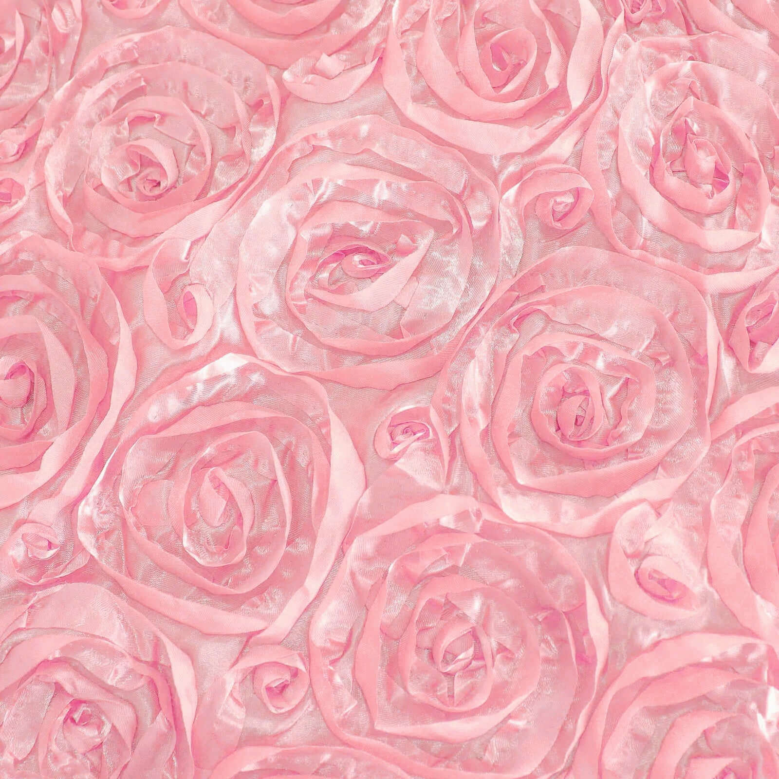 Satin Round Tablecloth 120" Pink - Grandiose 3D Rosette Table Cover - Image 8
