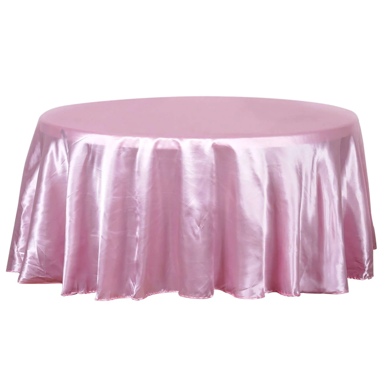 Satin Round Tablecloth 120" Pink - Seamless Table Cover - Image 6