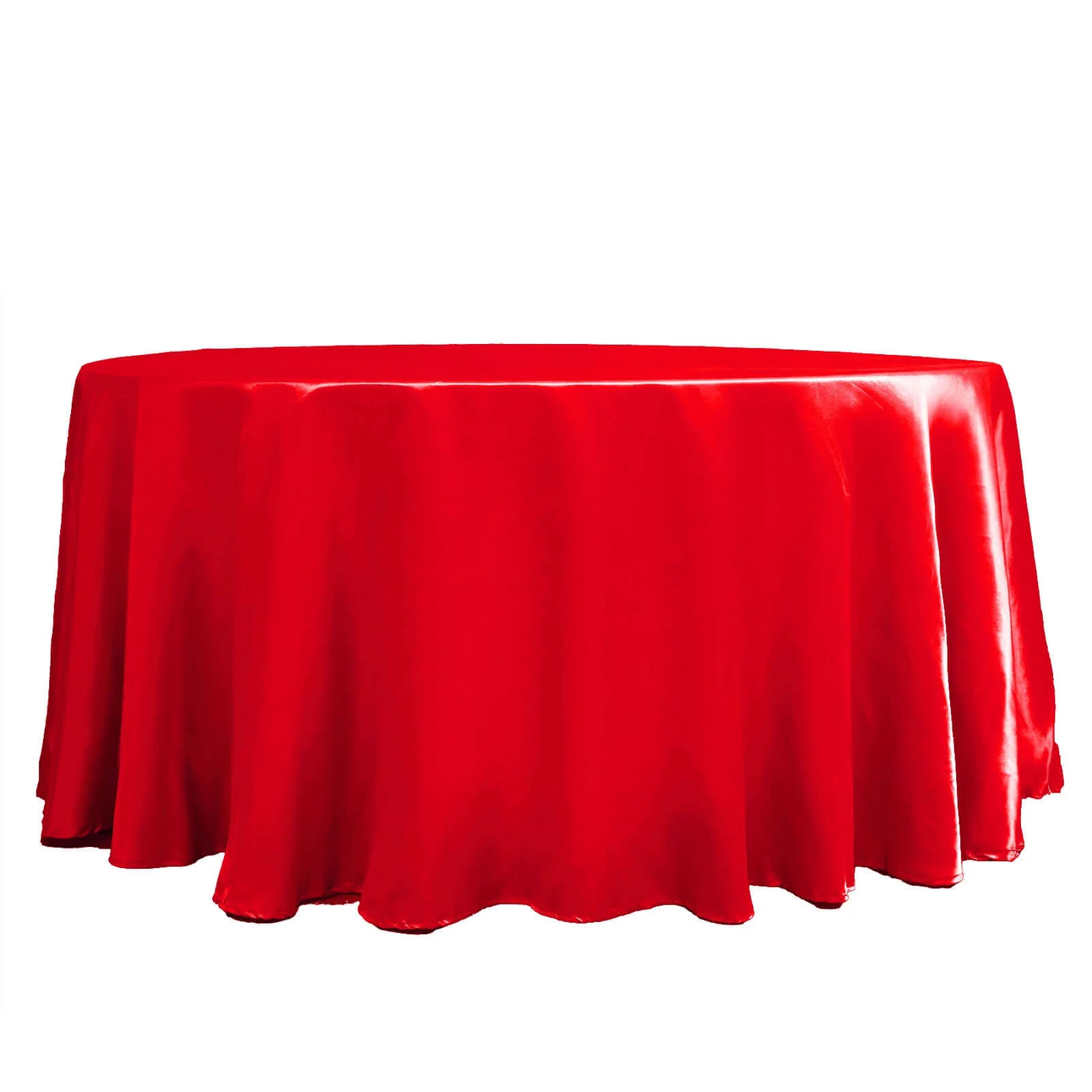 Satin Round Tablecloth 120" Red - Seamless Table Cover - Image 6