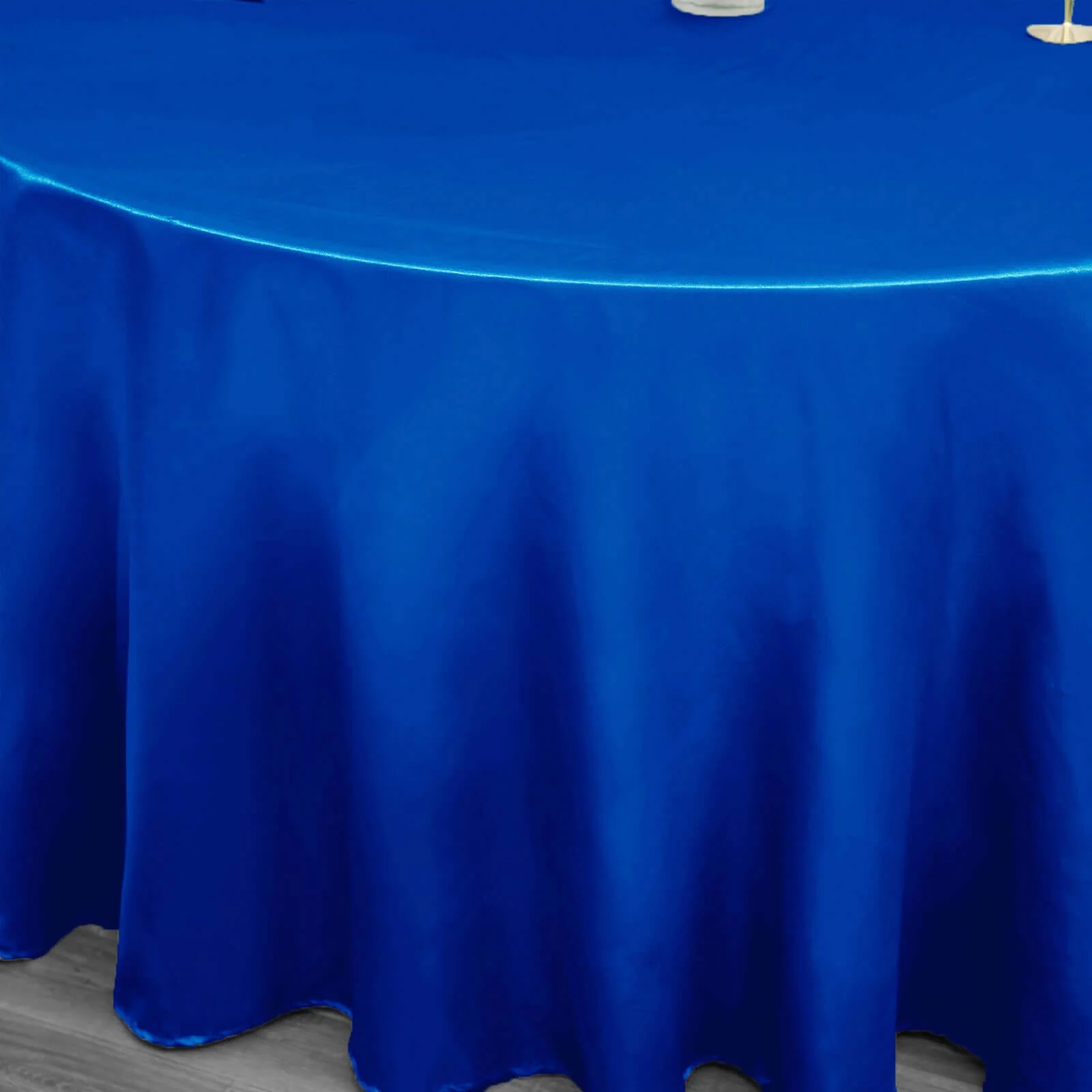 Satin Round Tablecloth 120" Royal Blue - Seamless Table Cover - Image 7