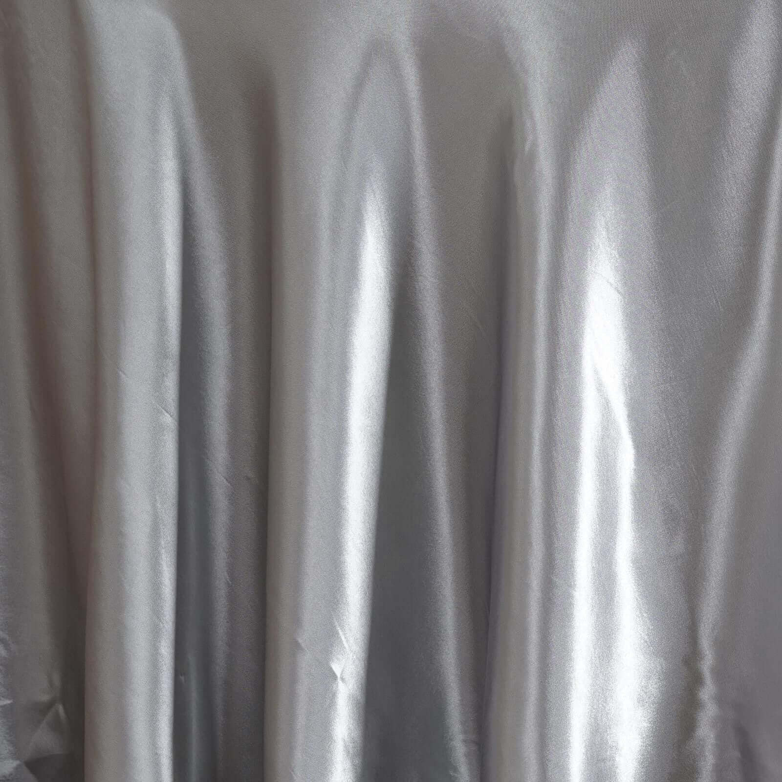 Satin Round Tablecloth 120" Silver - Seamless Table Cover - Image 7