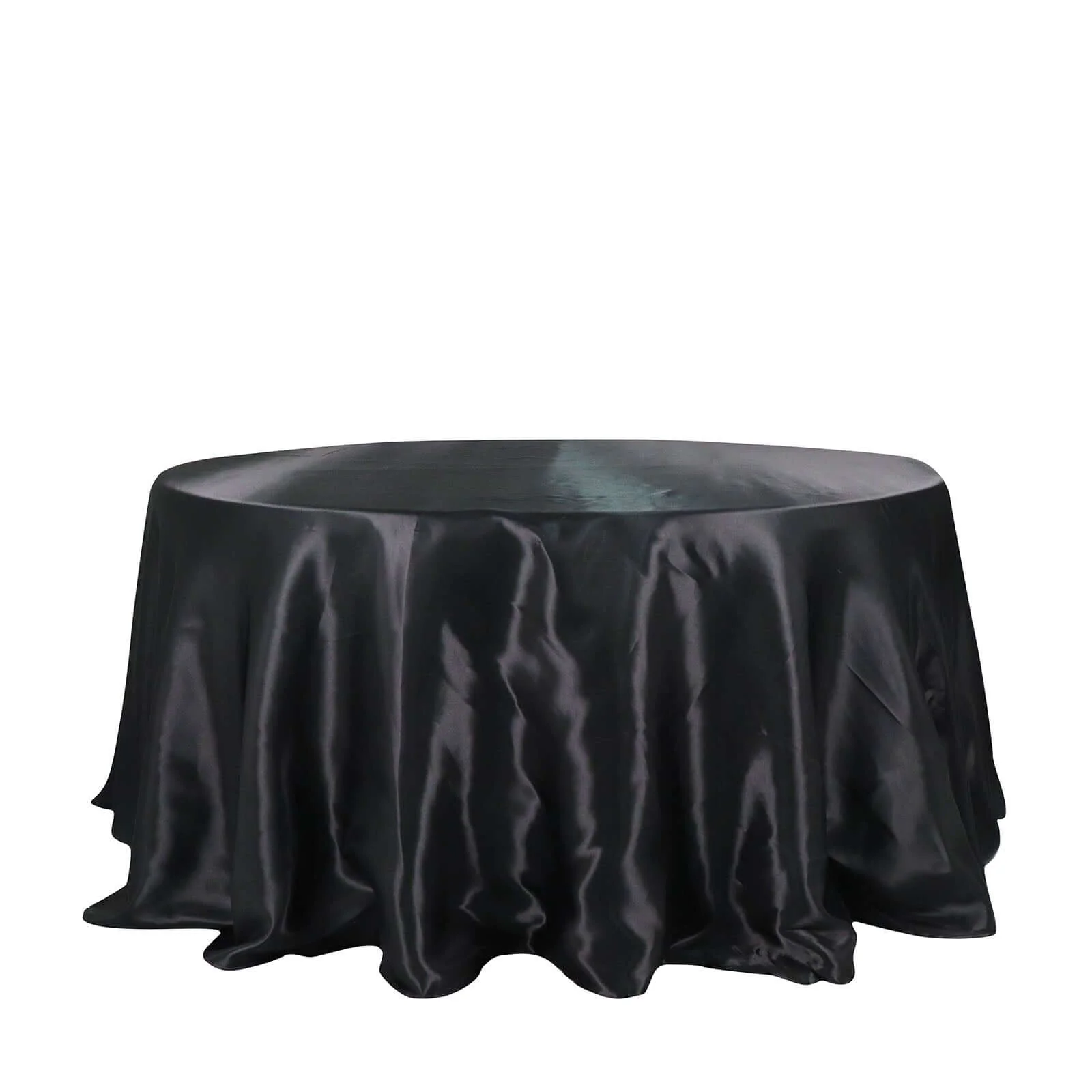 Satin Round Tablecloth 132" Black - Classy Seamless Table Cover for Weddings & Events - Image 5