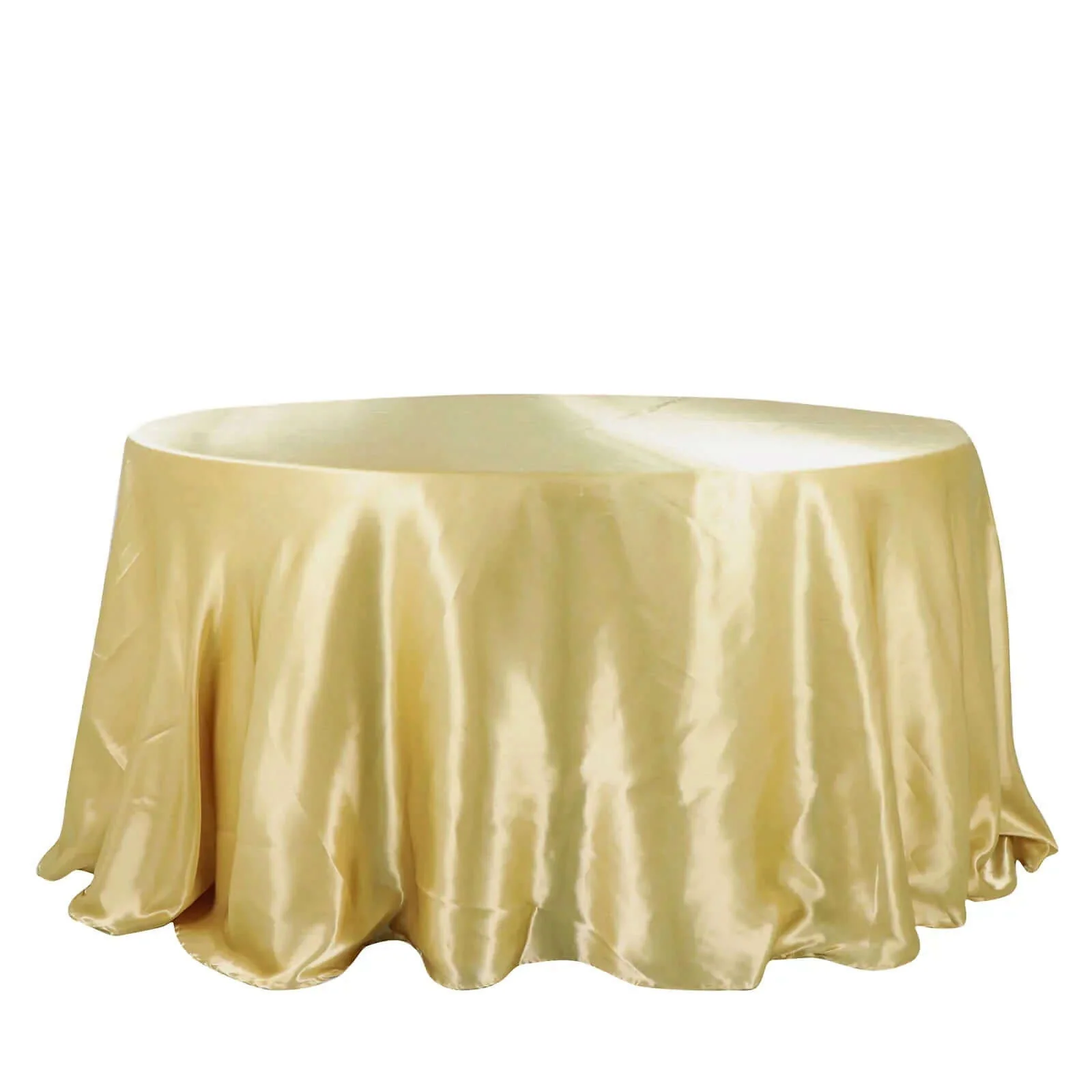 Satin Round Tablecloth 132" Champagne - Seamless Table Cover - Image 7