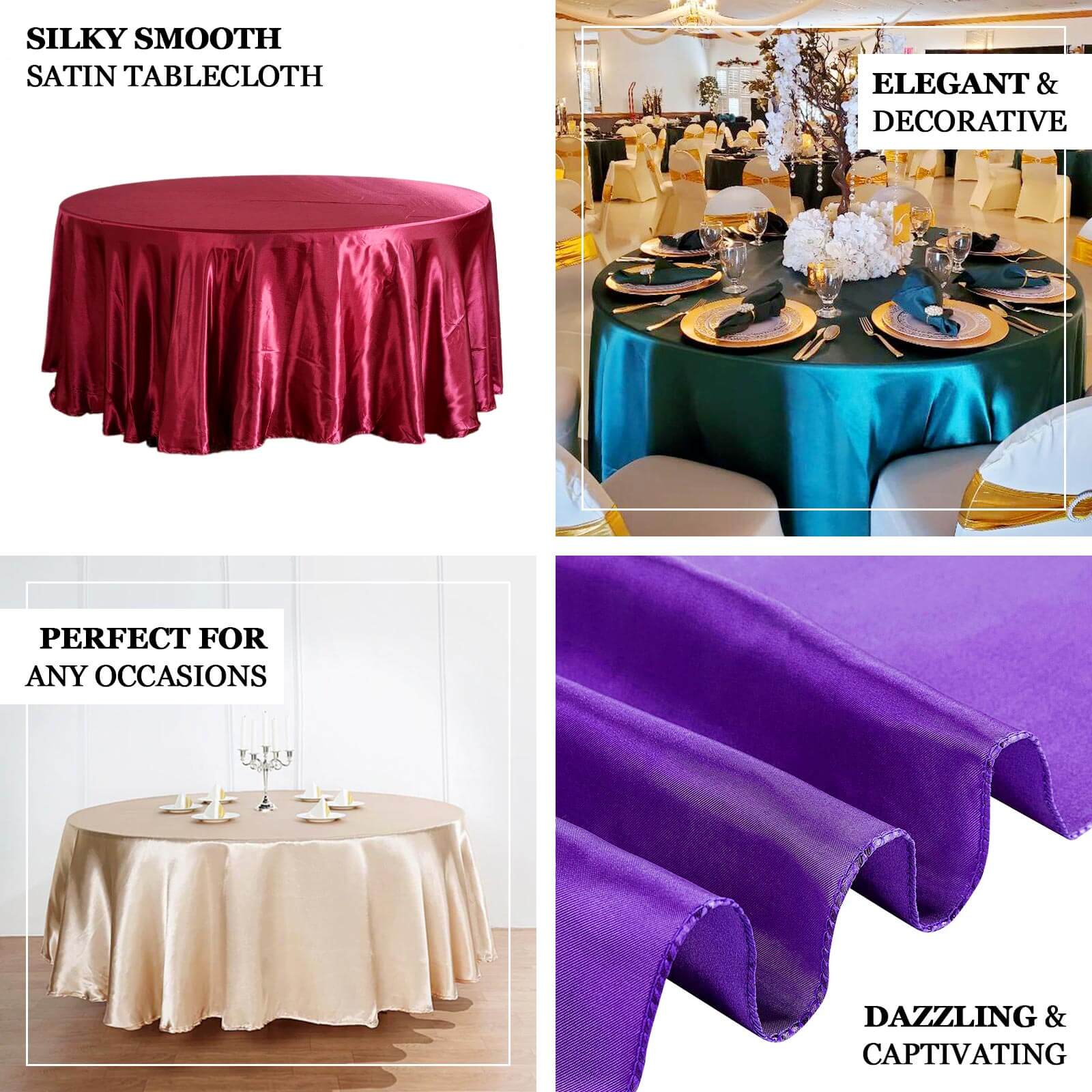 Satin Round Tablecloth 132" Cinnamon Brown - Seamless Table Cover - Image 4