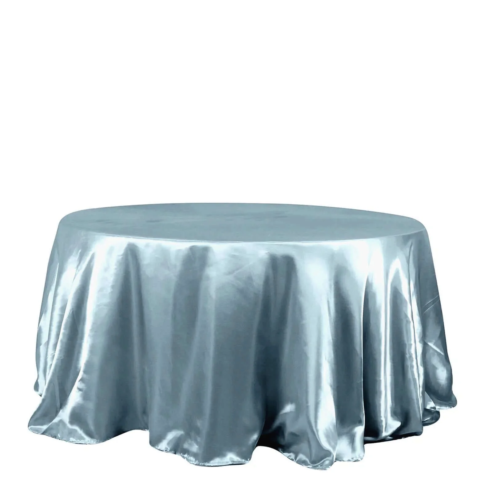Satin Round Tablecloth 132" Dusty Blue - Seamless Table Cover - Image 6