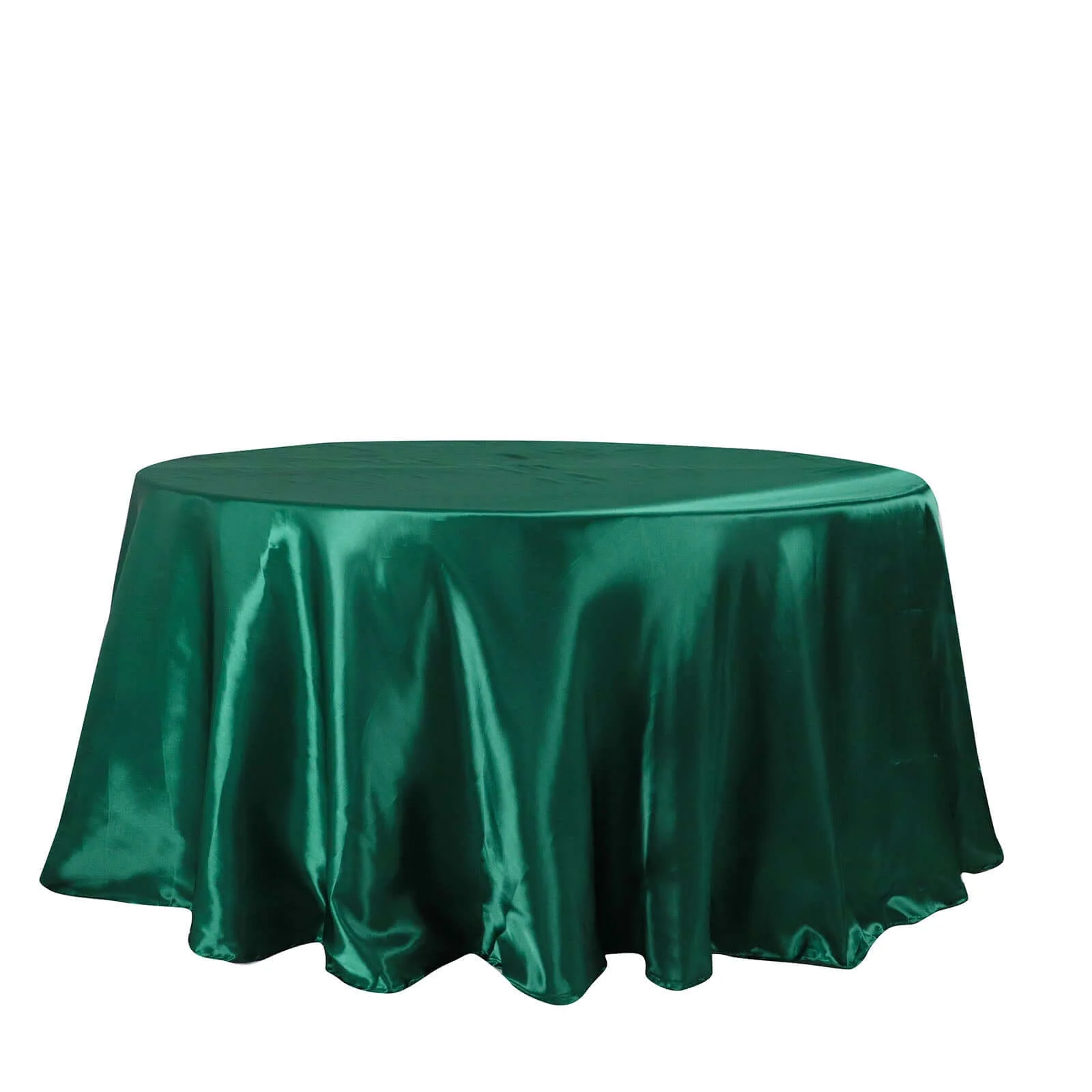Satin Round Tablecloth 132" Hunter Emerald Green - Seamless Table Cover - Image 7