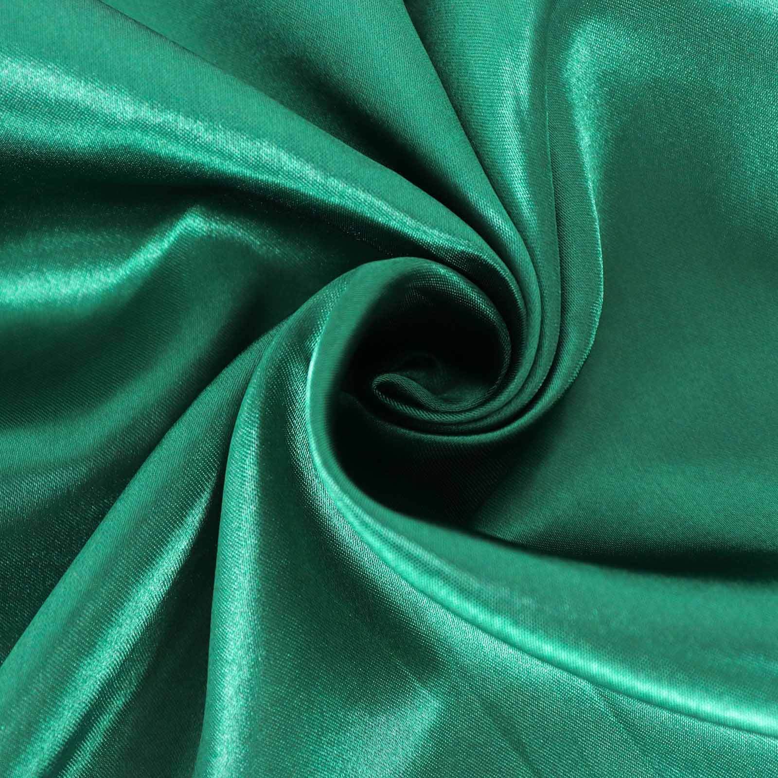 Satin Round Tablecloth 132" Hunter Emerald Green - Seamless Table Cover - Image 8
