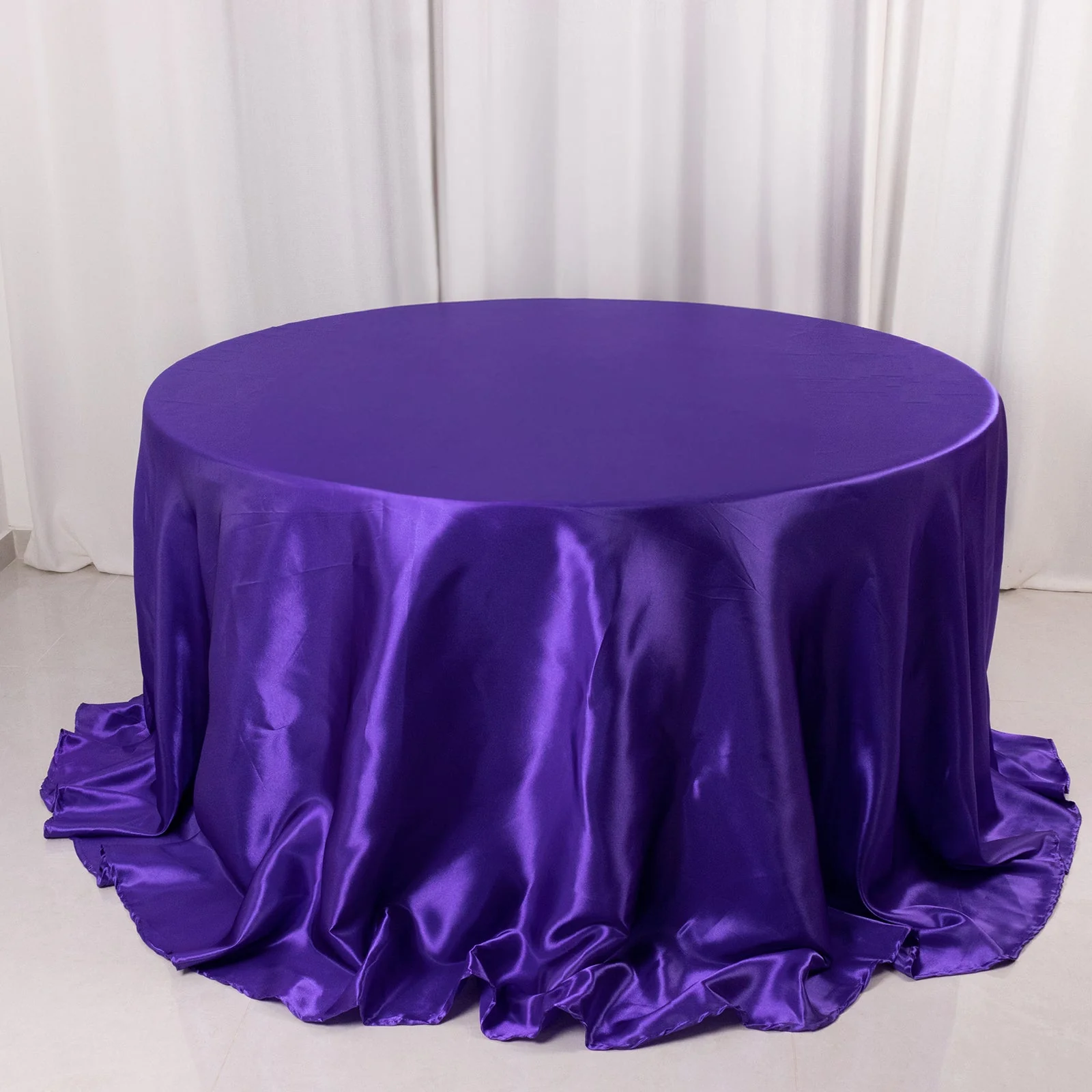 Satin Round Tablecloth 132" Purple - Seamless Table Cover