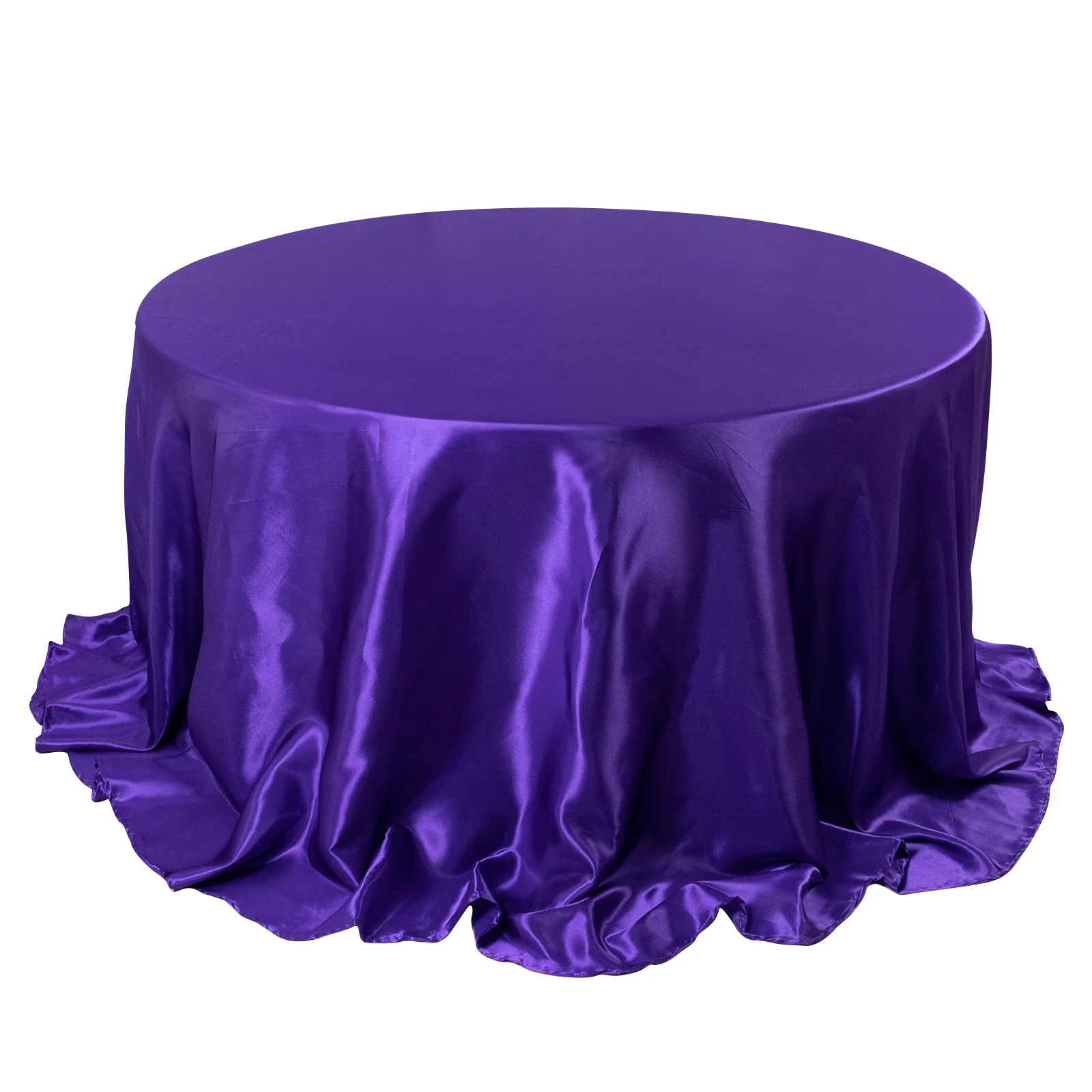 Satin Round Tablecloth 132" Purple - Seamless Table Cover - Image 3