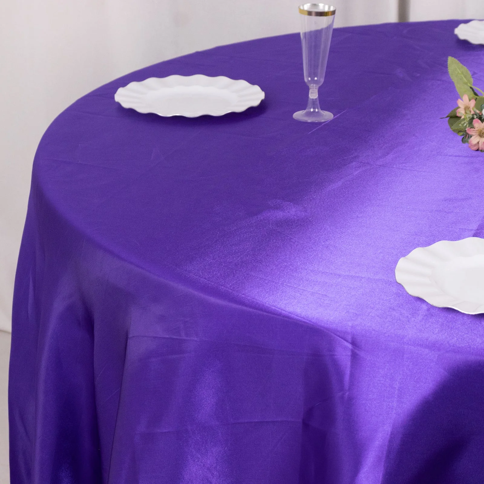 Satin Round Tablecloth 132" Purple - Seamless Table Cover - Image 6