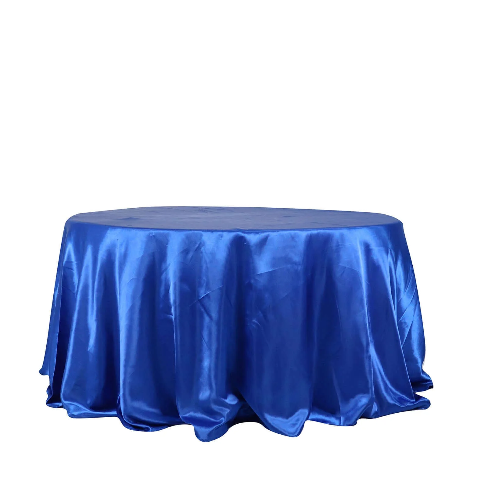 Satin Round Tablecloth 132" Royal Blue - Seamless Table Cover - Image 7