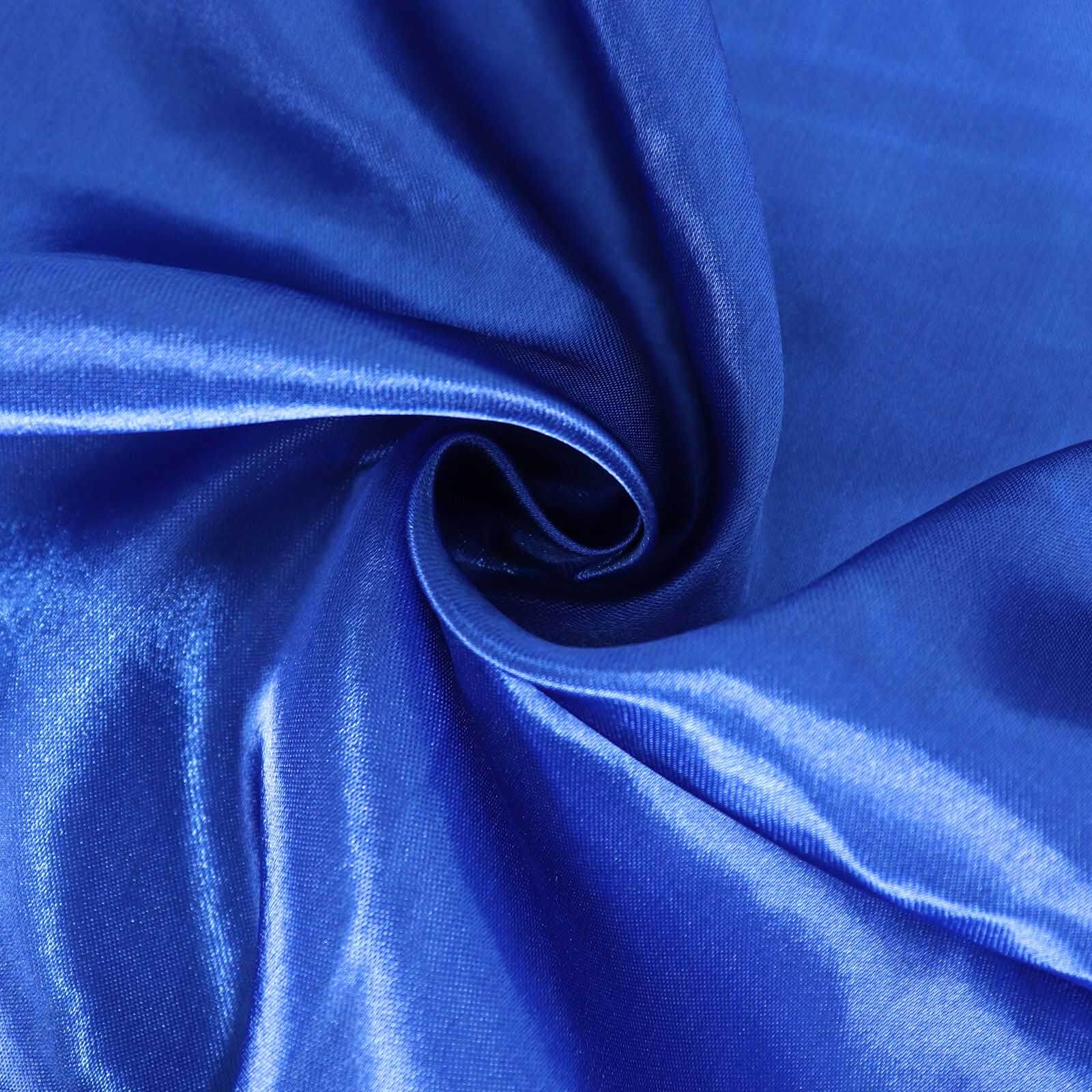 Satin Round Tablecloth 132" Royal Blue - Seamless Table Cover - Image 8