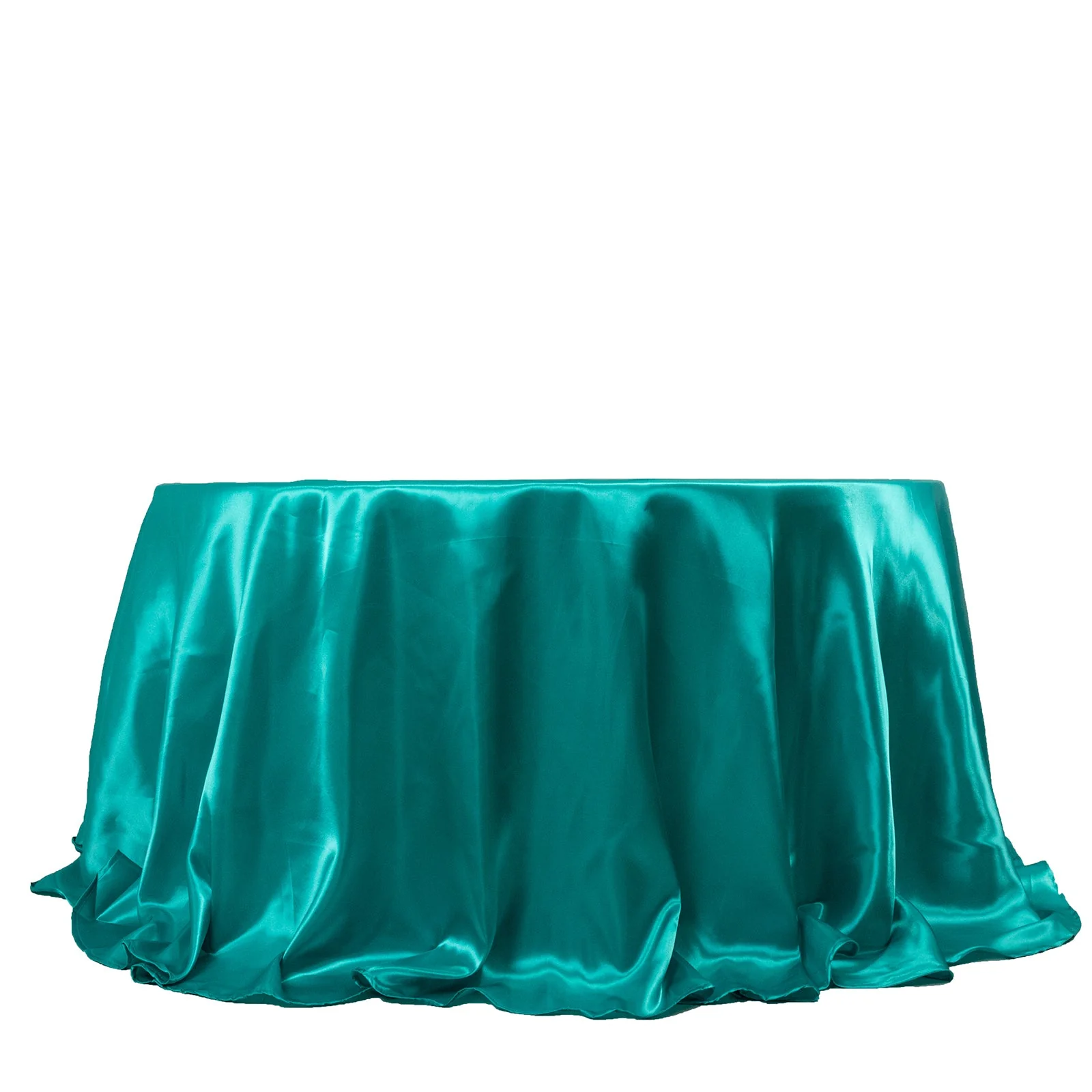 Satin Round Tablecloth 132" Turquoise - Seamless Table Cover - Image 7