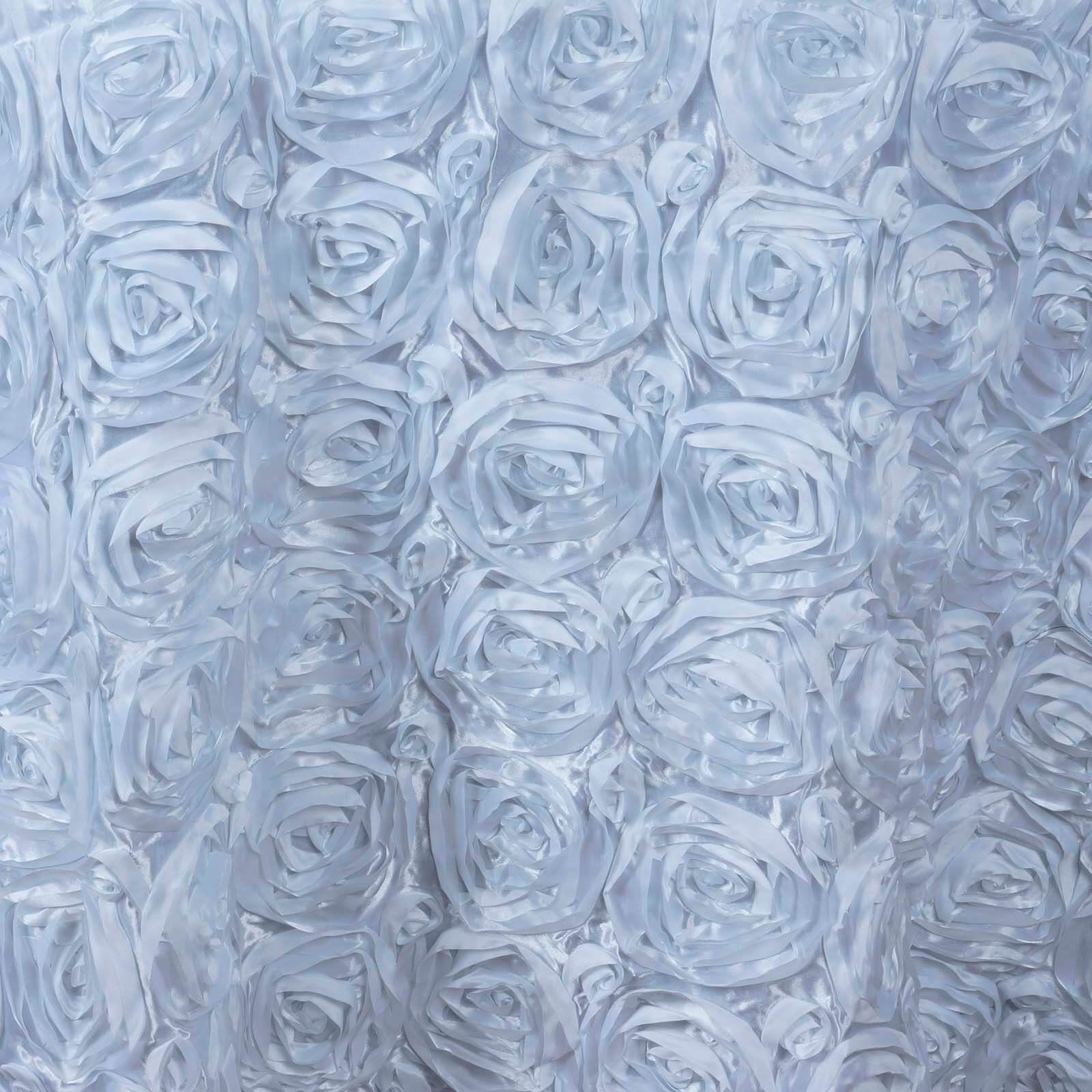 Satin Round Tablecloth 132" White with Grandiose 3D Rosette Design - Seamless Decor for Upscale Celebrations - Image 5