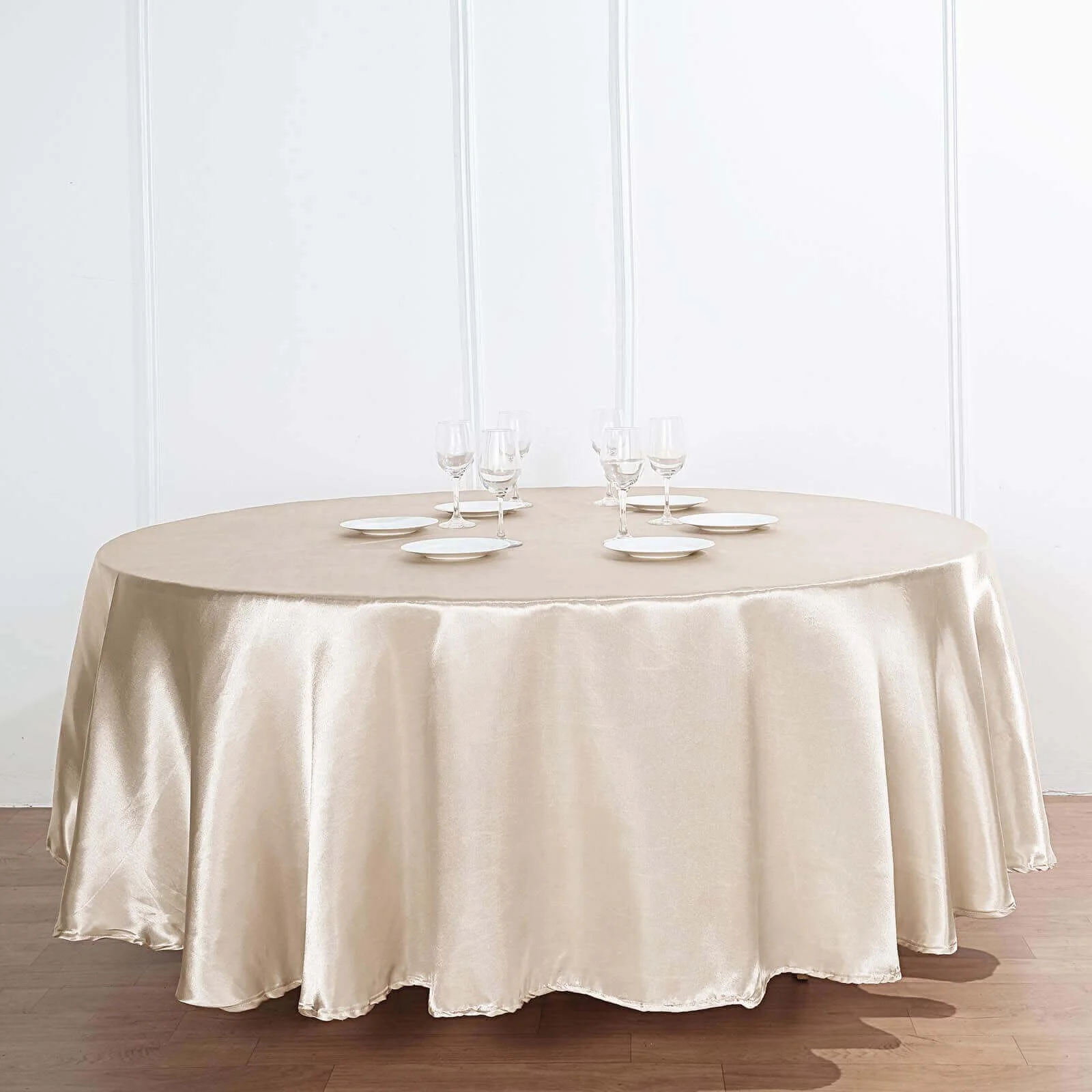 Satin Round Tablecloth 90" Beige - Smooth & Durable Table Cover - Image 2