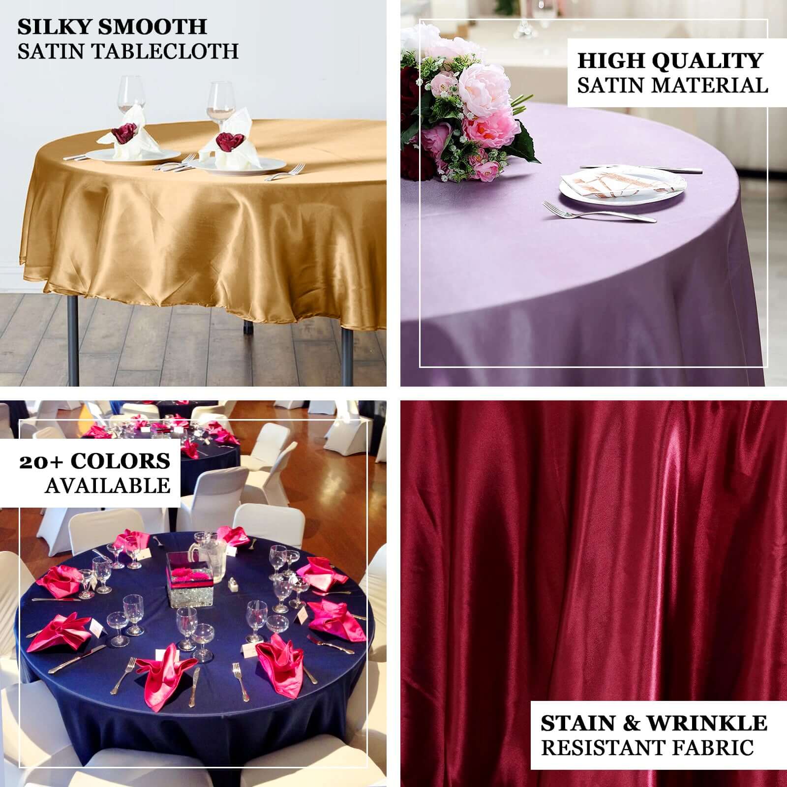 Satin Round Tablecloth 90" Beige - Smooth & Durable Table Cover - Image 3