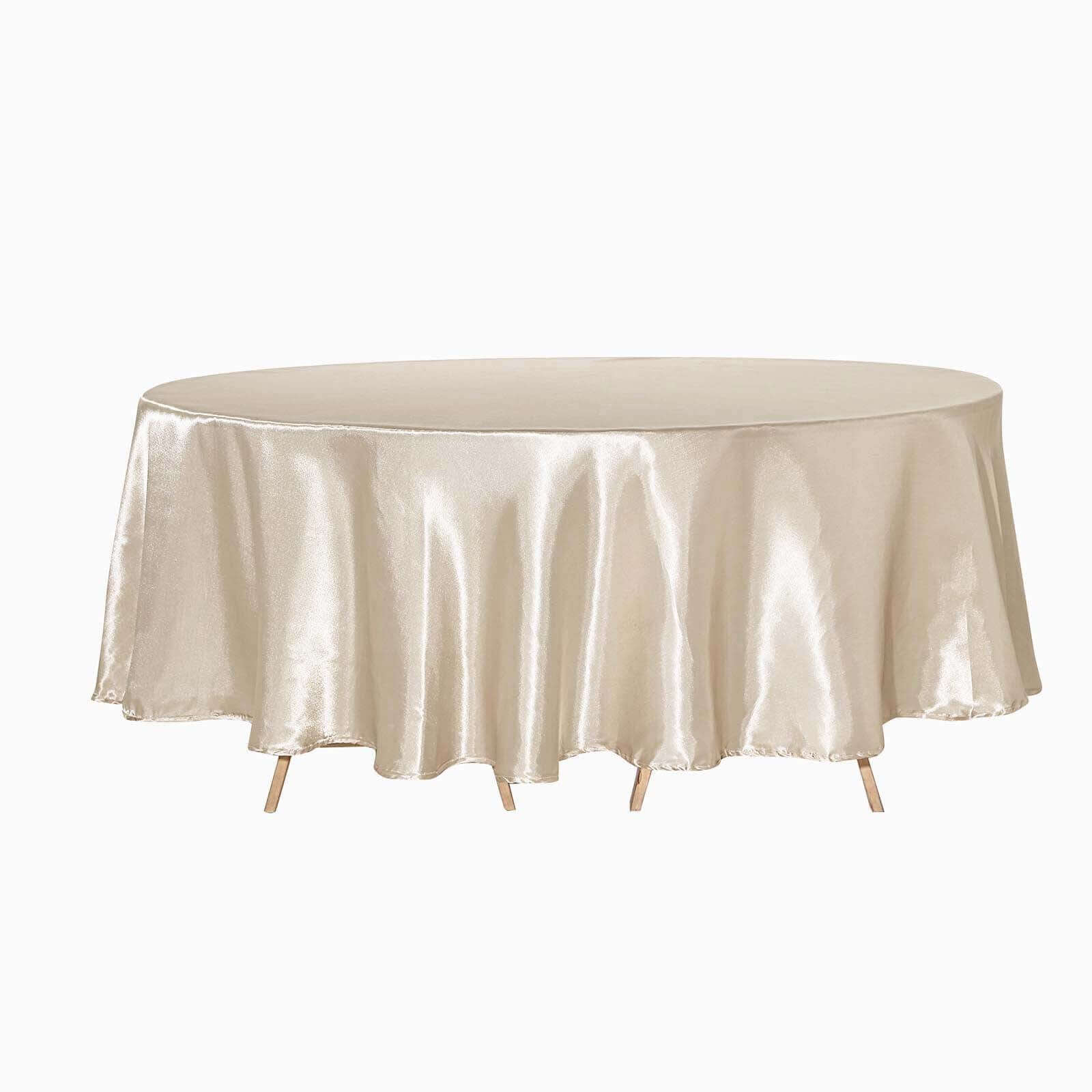 Satin Round Tablecloth 90" Beige - Smooth & Durable Table Cover - Image 5