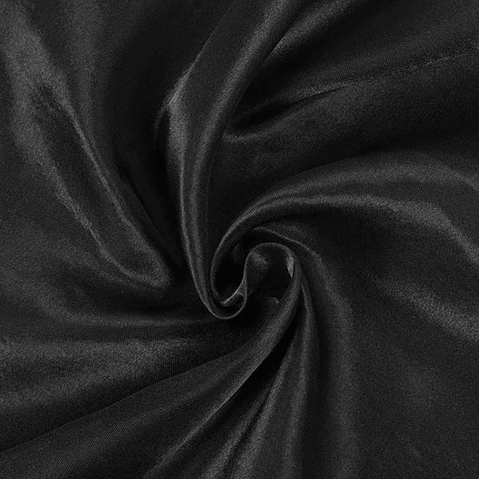Satin Self-Tie Universal Chair Cover Black - Reusable Slip-On Slipcover for Folding, Dining, Banquet & Standard Size Chairs - Image 7