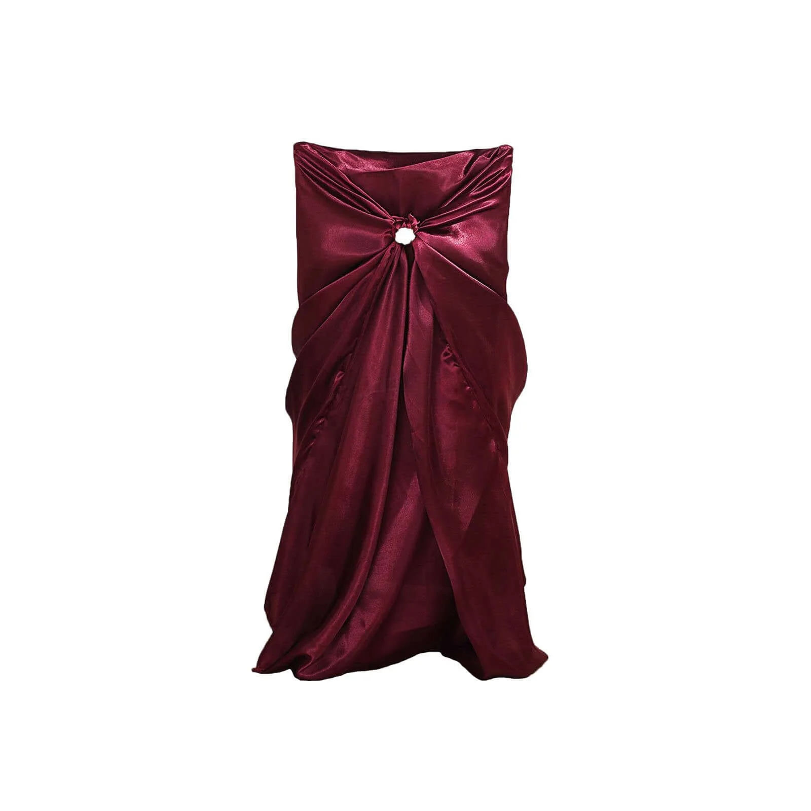 Satin Self-Tie Universal Chair Cover Burgundy - Reusable Slip-On Slipcover for Folding, Dining, Banquet & Standard Size Chairs - Image 6
