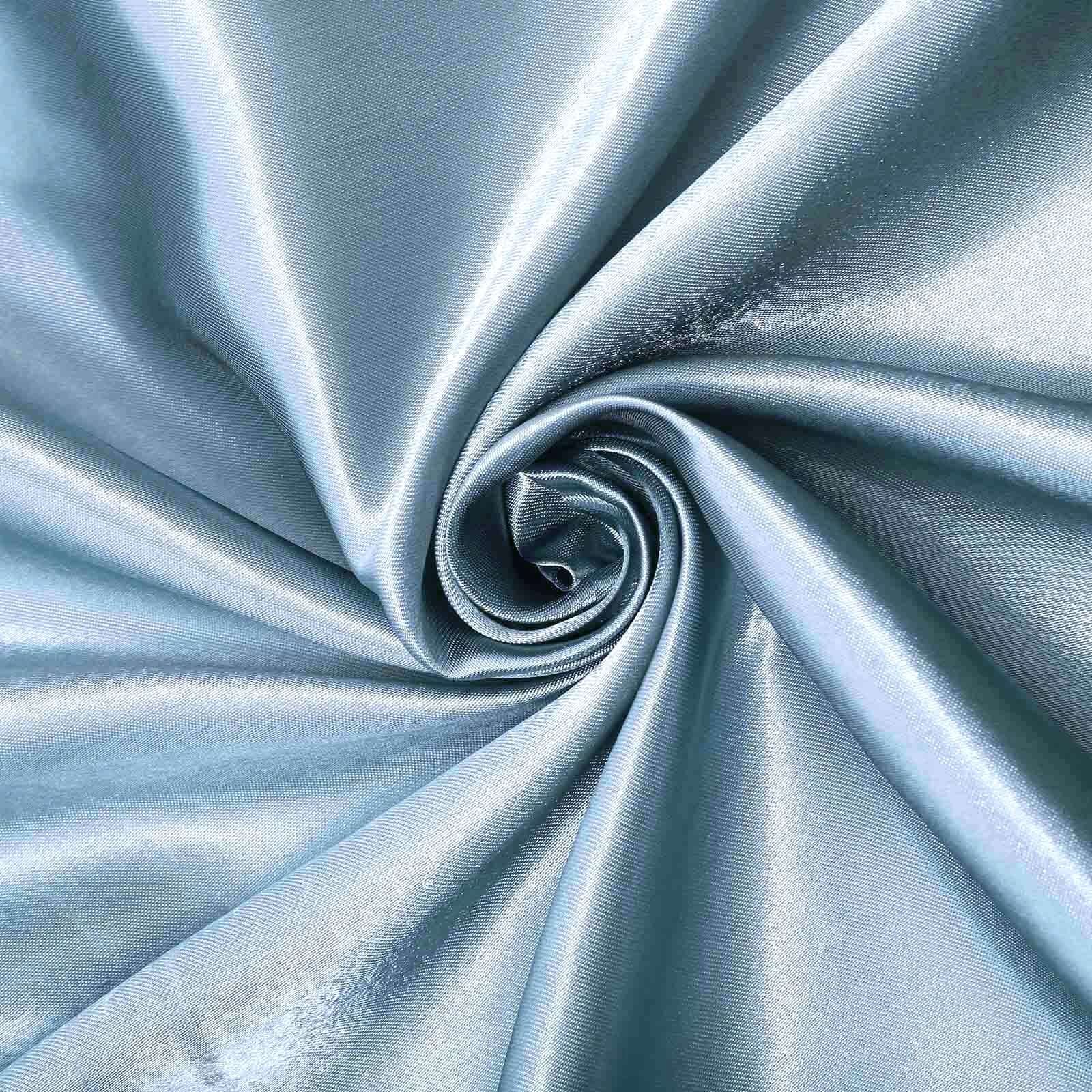 Satin Self-Tie Universal Chair Cover Dusty Blue - Reusable Slip-On Slipcover for Folding, Dining, Banquet & Standard Size Chairs - Image 8