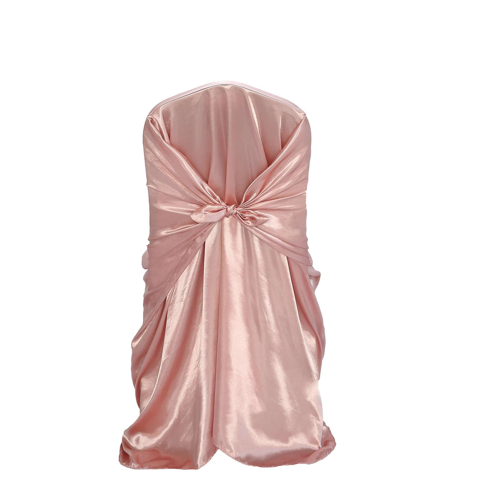 Satin Self-Tie Universal Chair Cover Dusty Rose - Reusable Slip-On Slipcover for Folding, Dining, Banquet & Standard Size Chairs - Image 7