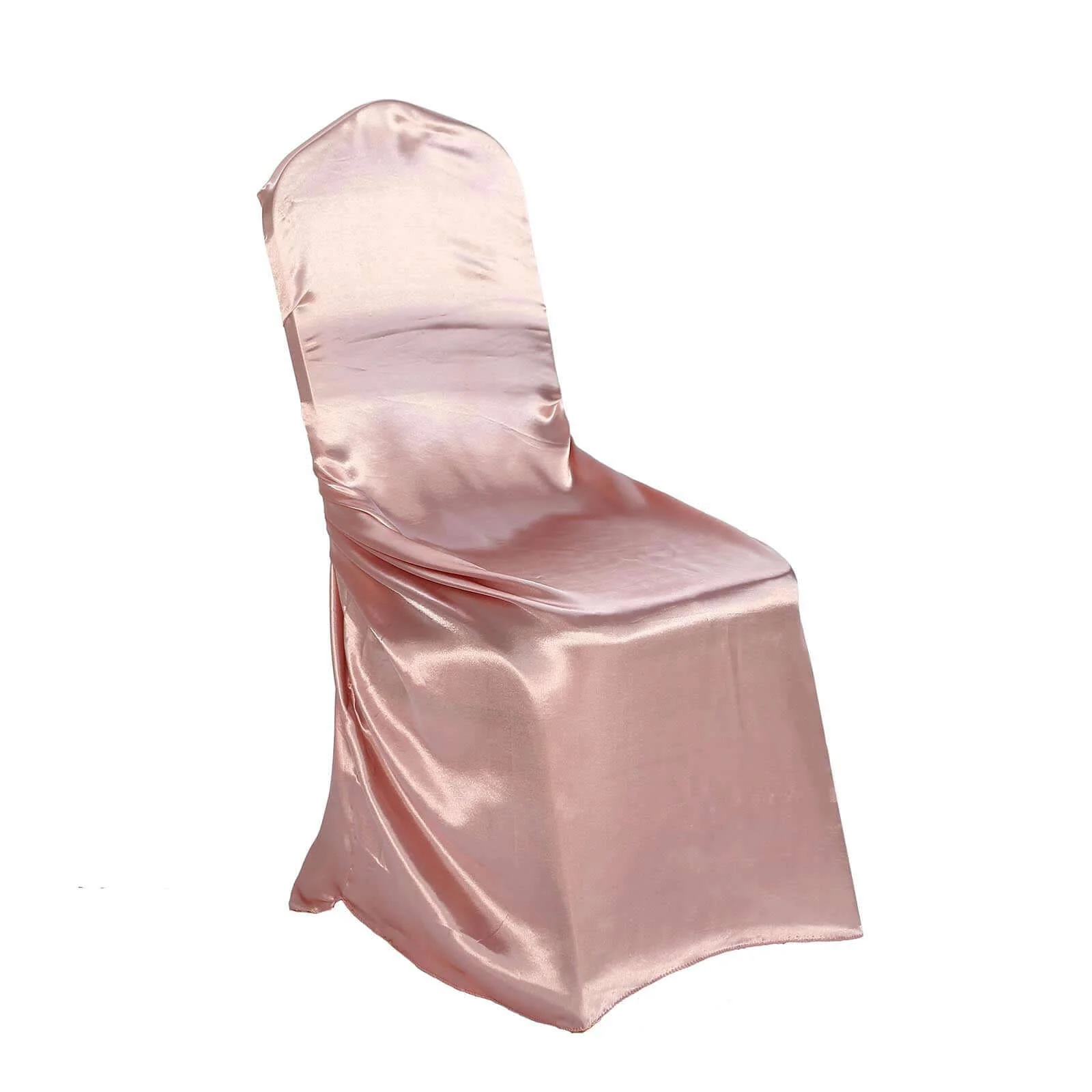 Satin Self-Tie Universal Chair Cover Dusty Rose - Reusable Slip-On Slipcover for Folding, Dining, Banquet & Standard Size Chairs - Image 8